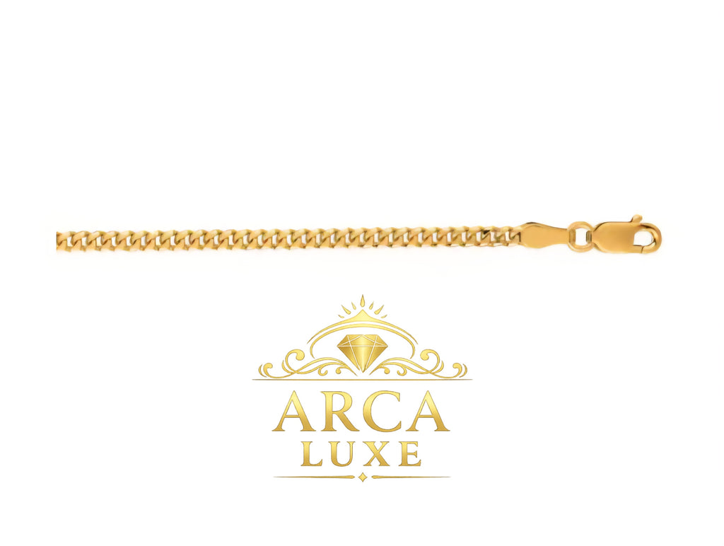 18K Solid Gold 2.2mm Gourmette Chain – Classic Lobster Clasp | ARCA LUXE