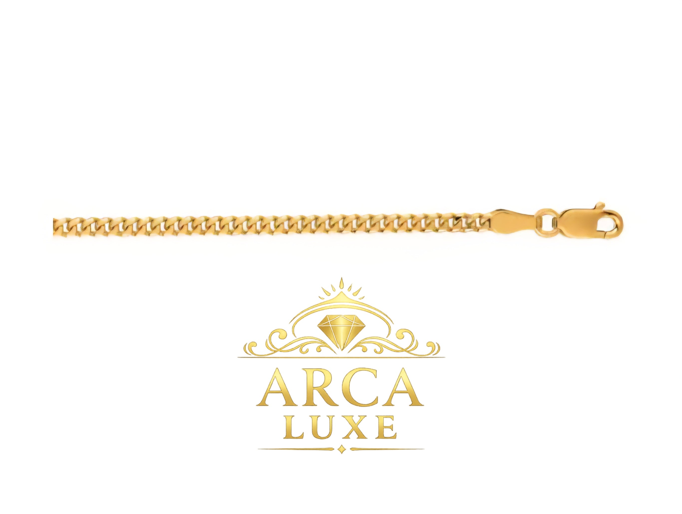 18K Solid Gold 2.2mm Gourmette Chain – Classic Lobster Clasp | ARCA LUXE