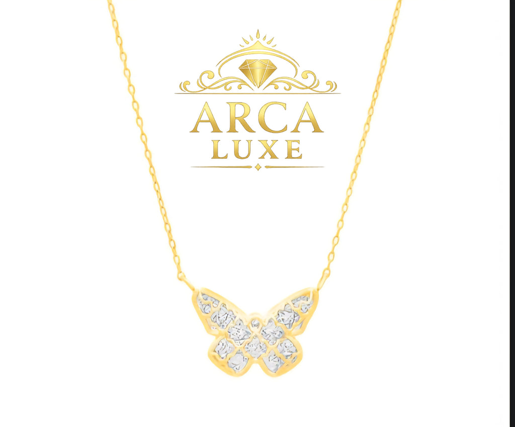 14K Gold Butterfly Necklace – 18" Diamond Cut | ARCA LUXE