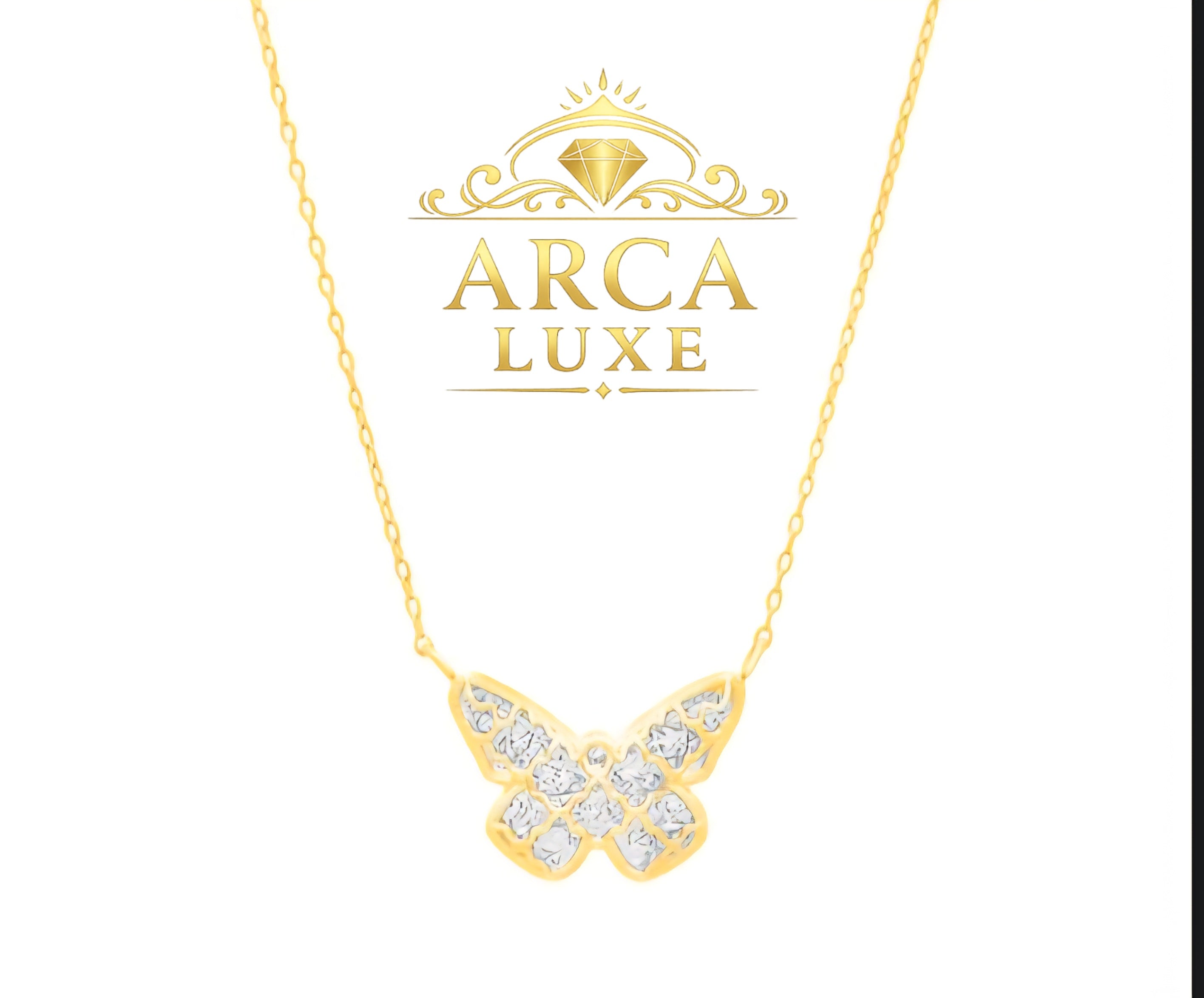 14K Gold Butterfly Necklace – 18" Diamond Cut | ARCA LUXE