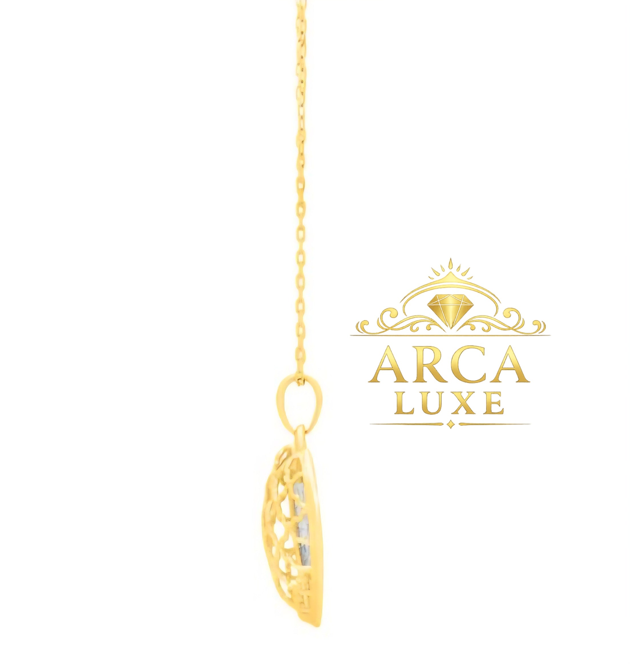 14K Diamond Cut Heart Necklace – 18" Solid Gold | ARCA LUXE