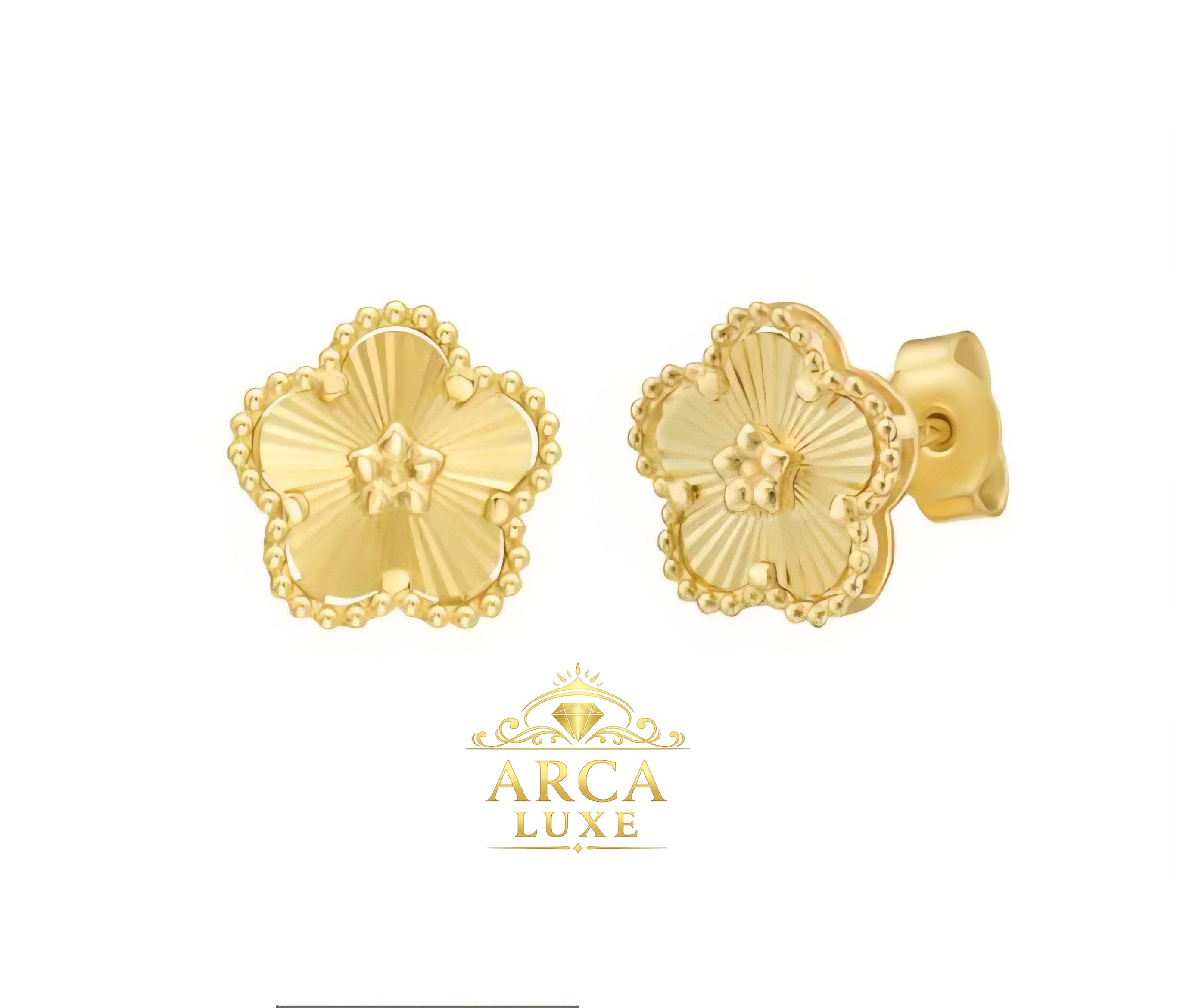 14K Gold Daisy Stud Earrings – Textured Floral Design | ARCA LUXE