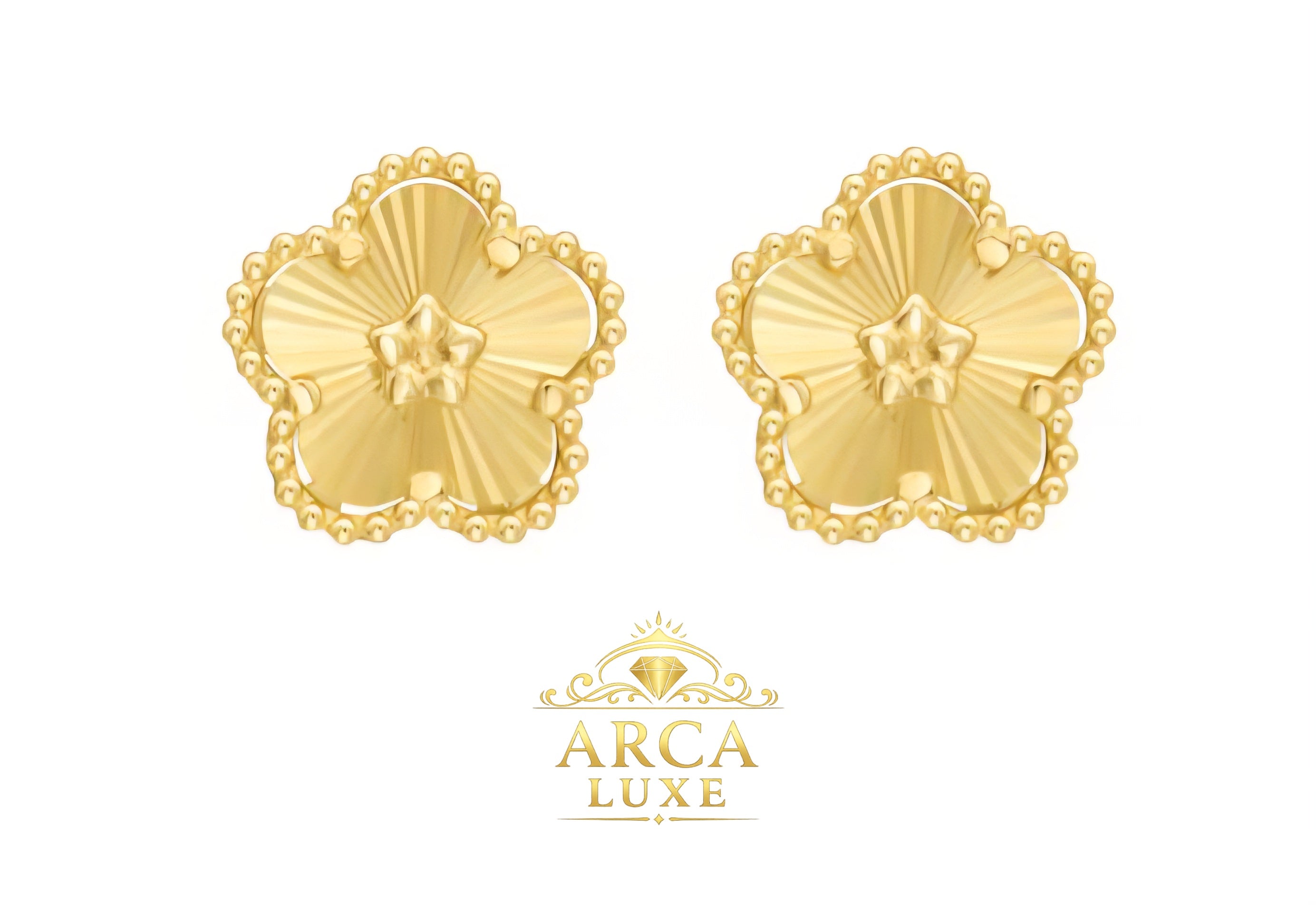 14K Gold Daisy Stud Earrings – Textured Floral Design | ARCA LUXE