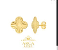 14K Solid Gold Clover Stud Earrings – Minimal Floral Design