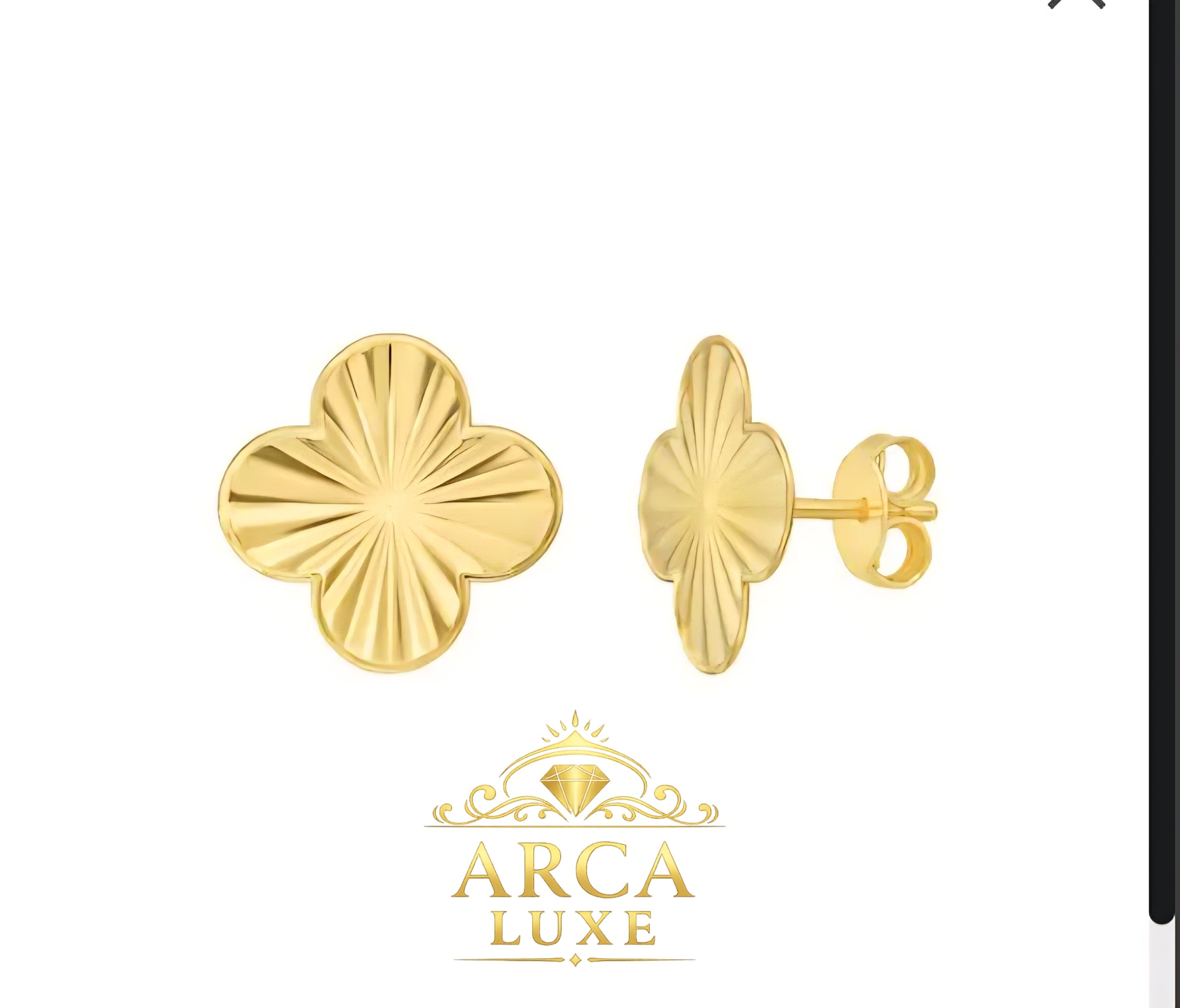 14K Solid Gold Clover Stud Earrings – Minimal Floral Design