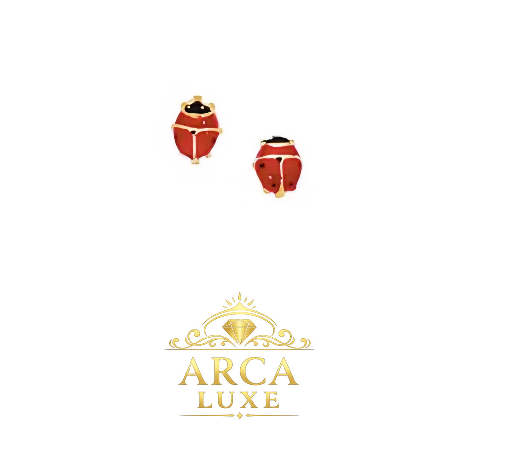 14K Gold Enamel Ladybug Stud Earrings – Kids Gold Earrings