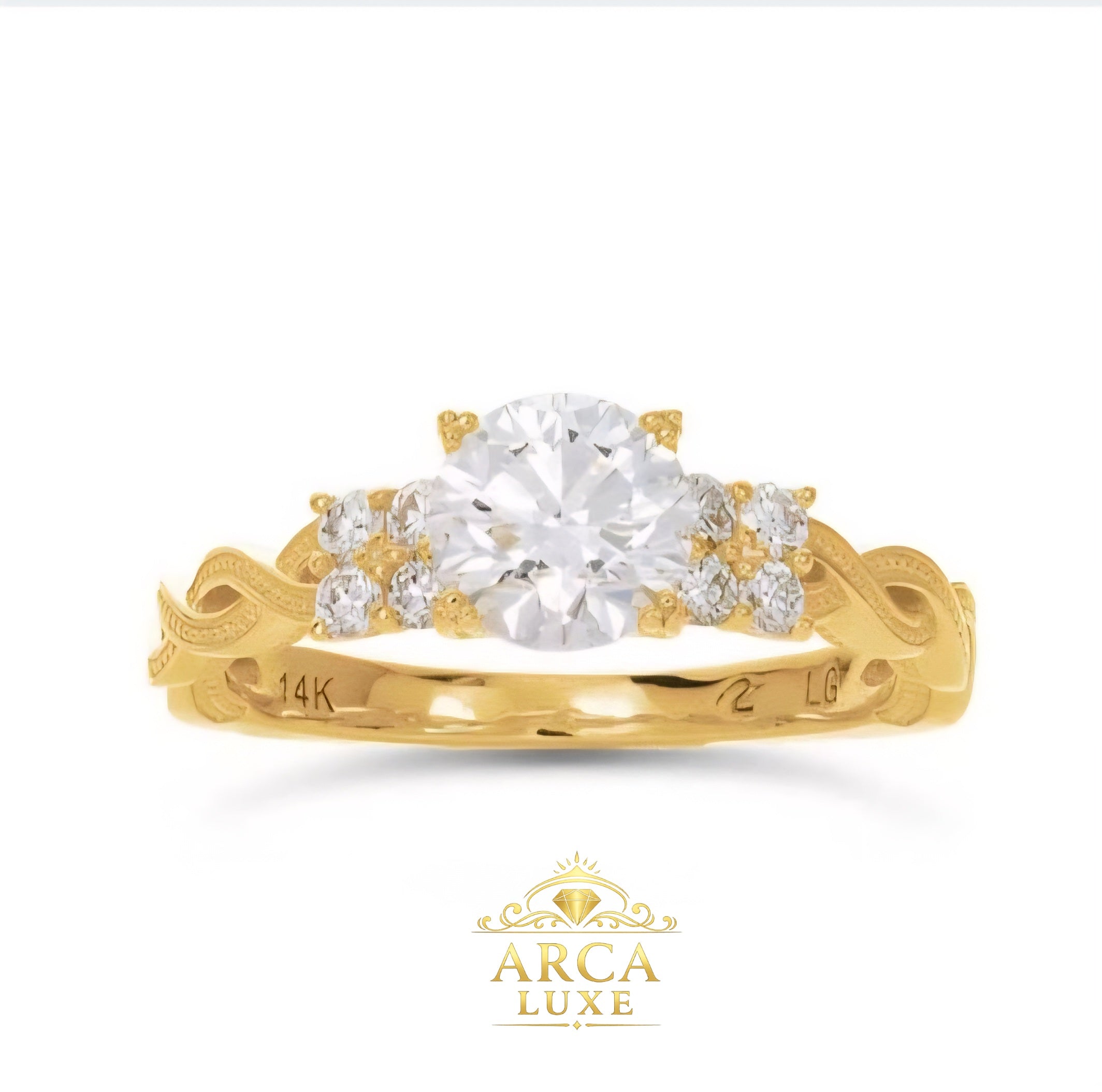 14K Yellow Gold Lab-Grown Diamond Twist Engagement Ring – 1.28 CTW VS1 DEF Size 7