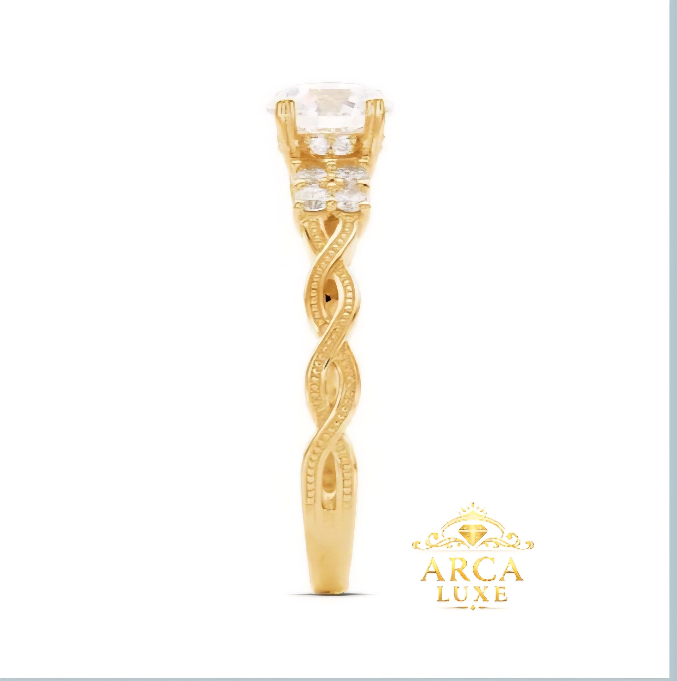 14K Yellow Gold Lab-Grown Diamond Twist Engagement Ring – 1.28 CTW VS1 DEF Size 7