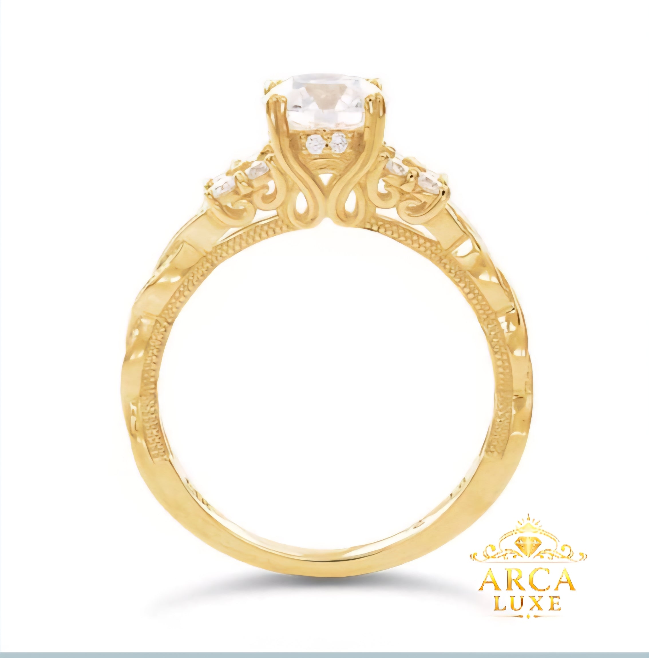 14K Yellow Gold Lab-Grown Diamond Twist Engagement Ring – 1.28 CTW VS1 DEF Size 7