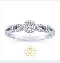 14K White Gold Diamond Engagement Ring – Round Diamond Accent Ring Size 6-7