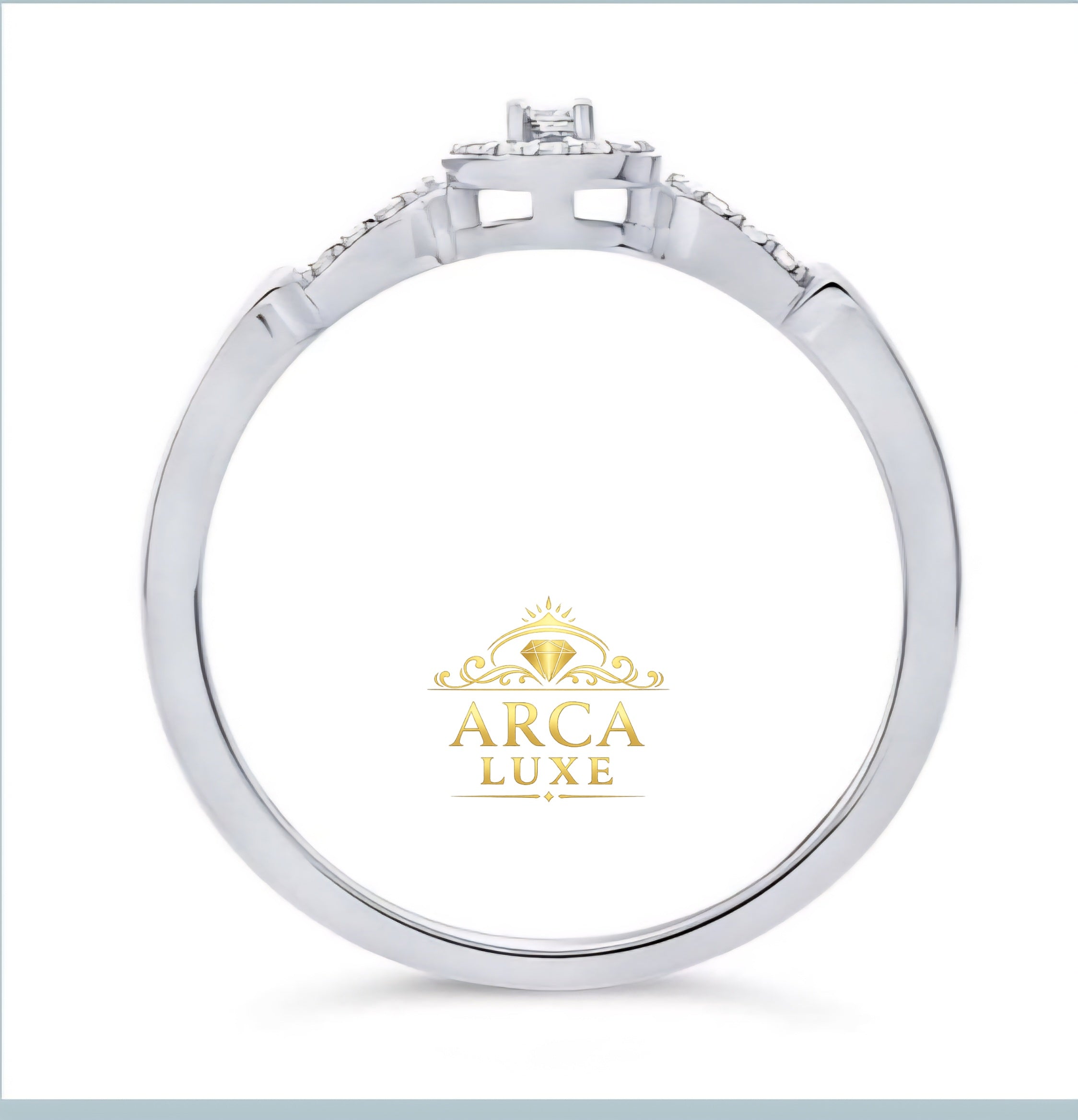 14K White Gold Diamond Engagement Ring – Round Diamond Accent Ring Size 6-7
