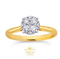 14K Yellow Gold Diamond Cluster Engagement Ring – 0.236 CTW Size 6-7