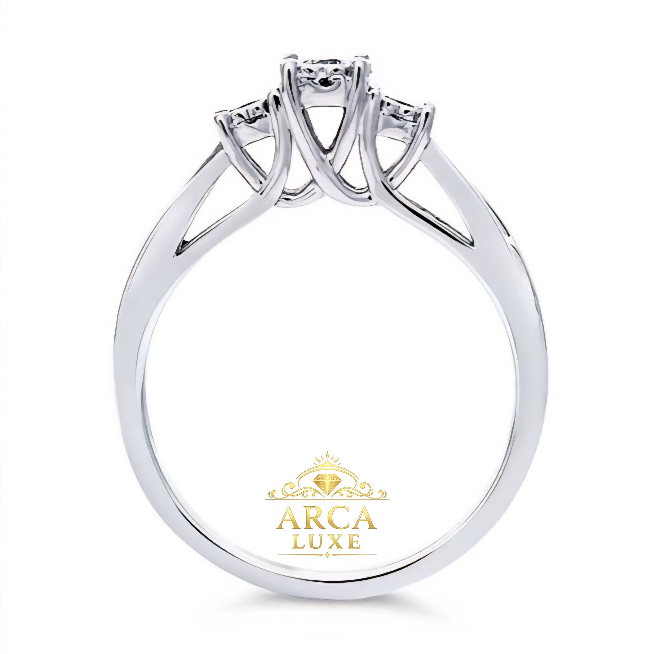 14K White Gold Three-Stone Diamond Ring – 0.13 CTW Round Diamonds Size 7-8
