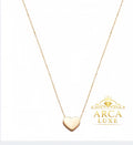 14K Yellow Gold Heart Festoon Necklace – Delicate Cable Chain Pendant (18")