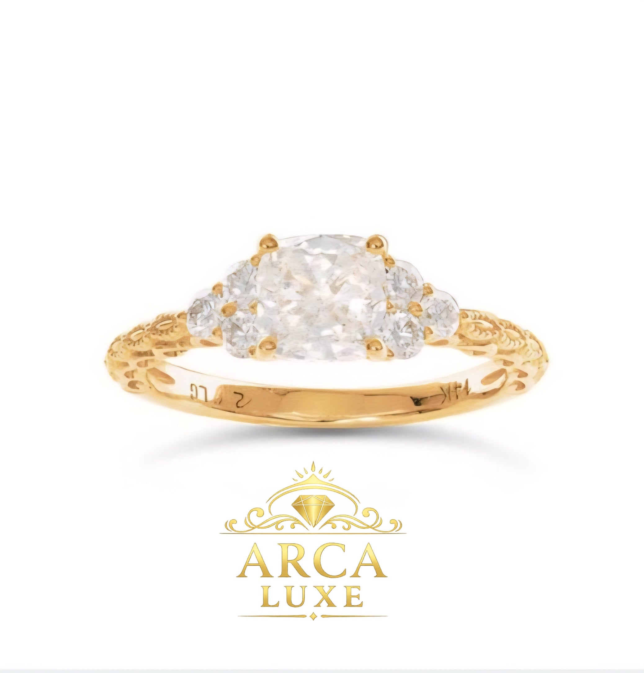 14K Yellow Gold Lab-Grown Diamond Engagement Ring – 1.30 CTW Square Center Size 7
