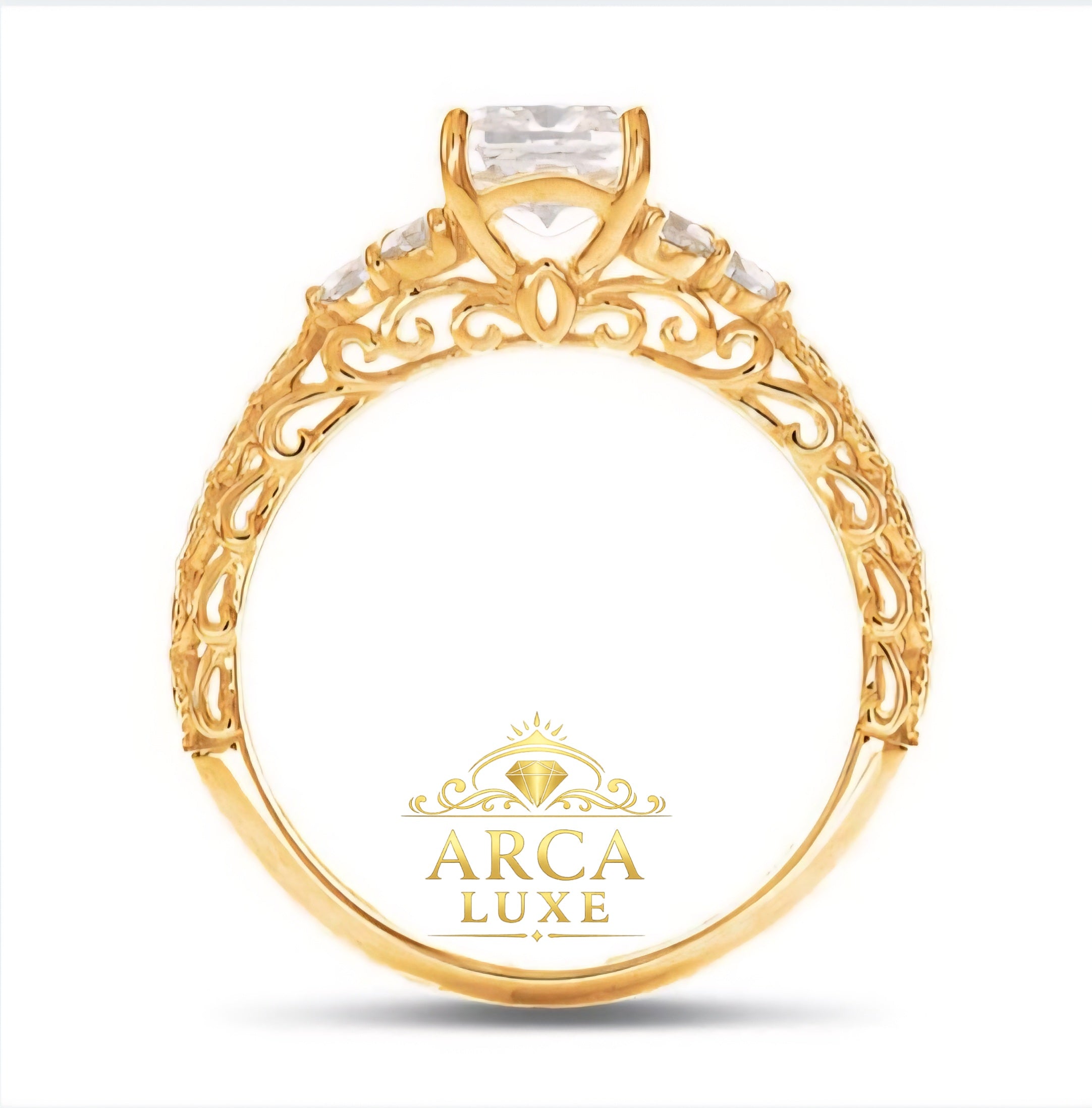 14K Yellow Gold Lab-Grown Diamond Engagement Ring – 1.30 CTW Square Center Size 7