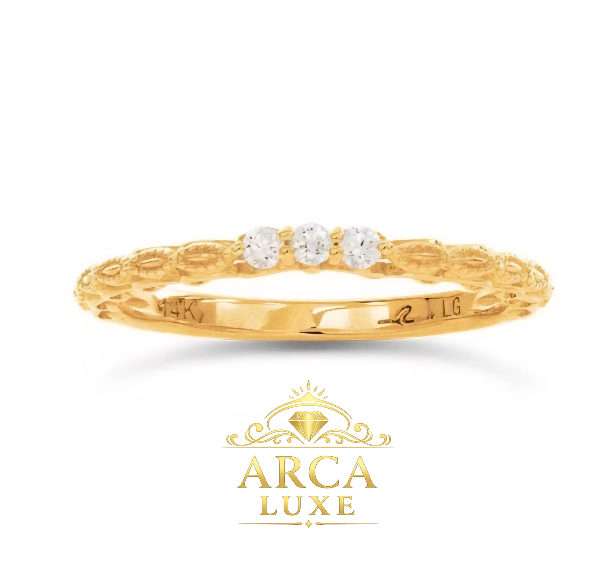 14K Yellow Gold Lab-Grown Diamond Wedding Band – 0.09 CTW Milgrain Ring Size 7