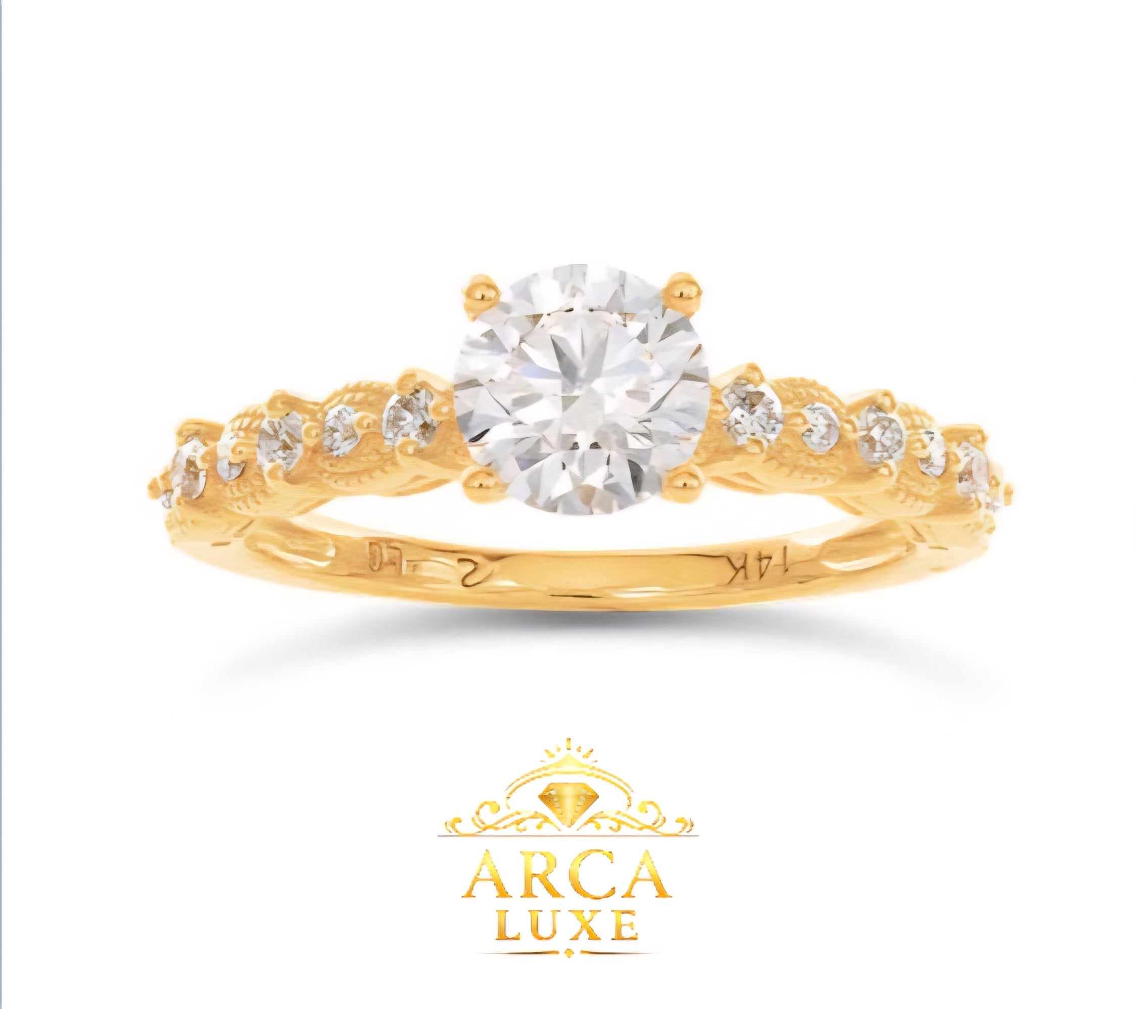 14K Yellow Gold Lab-Grown Diamond Engagement Ring – 1.22 CTW Round Center Size 7