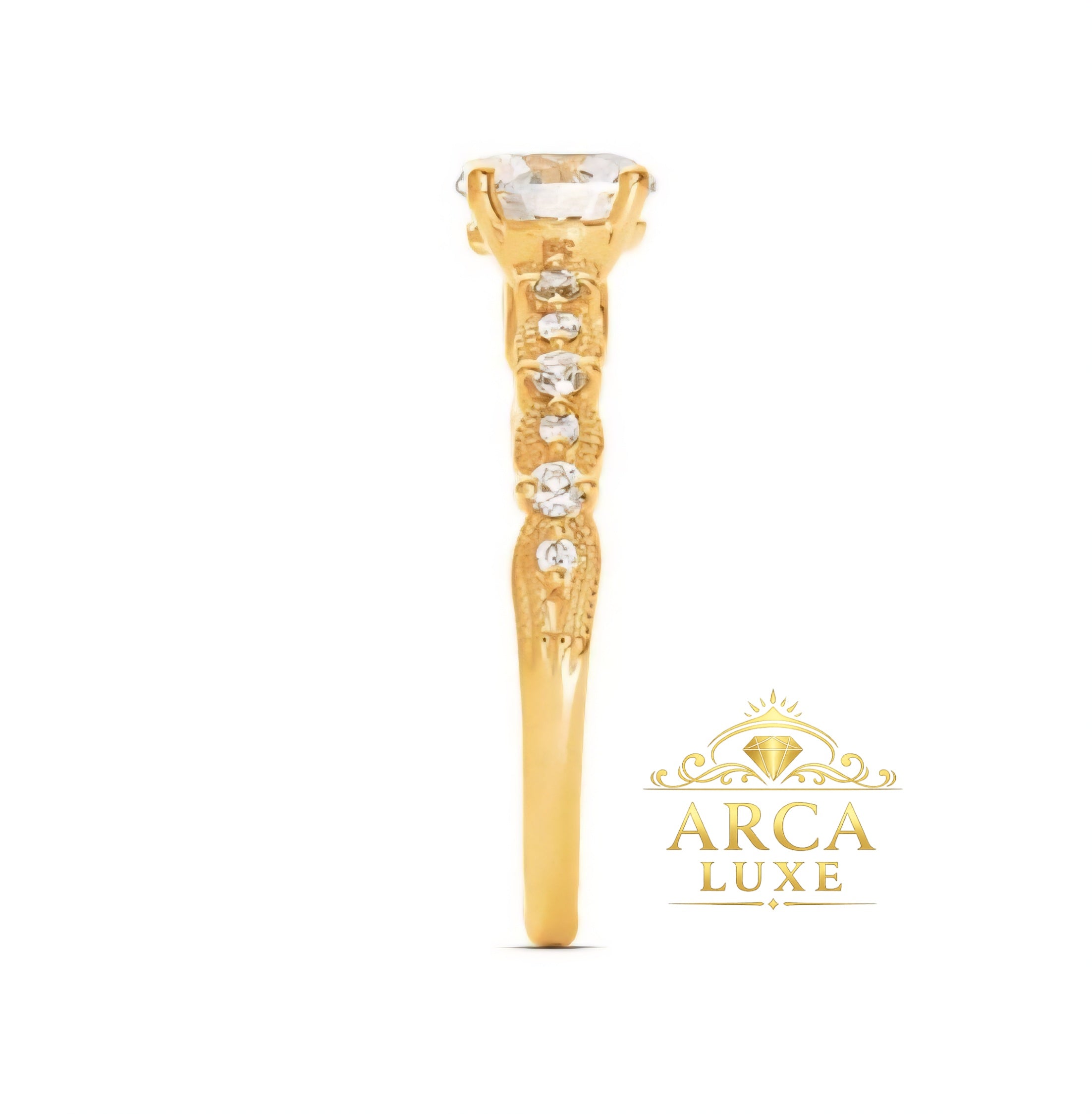 14K Yellow Gold Lab-Grown Diamond Engagement Ring – 1.22 CTW Round Center Size 7