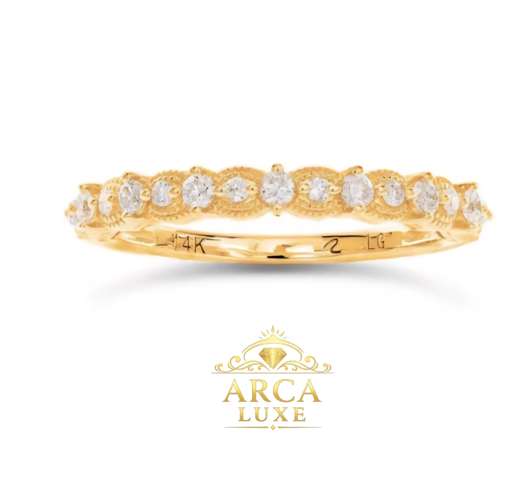 14K Yellow Gold Lab-Grown Diamond Wedding Band – 0.255 CTW Milgrain Ring Size 7