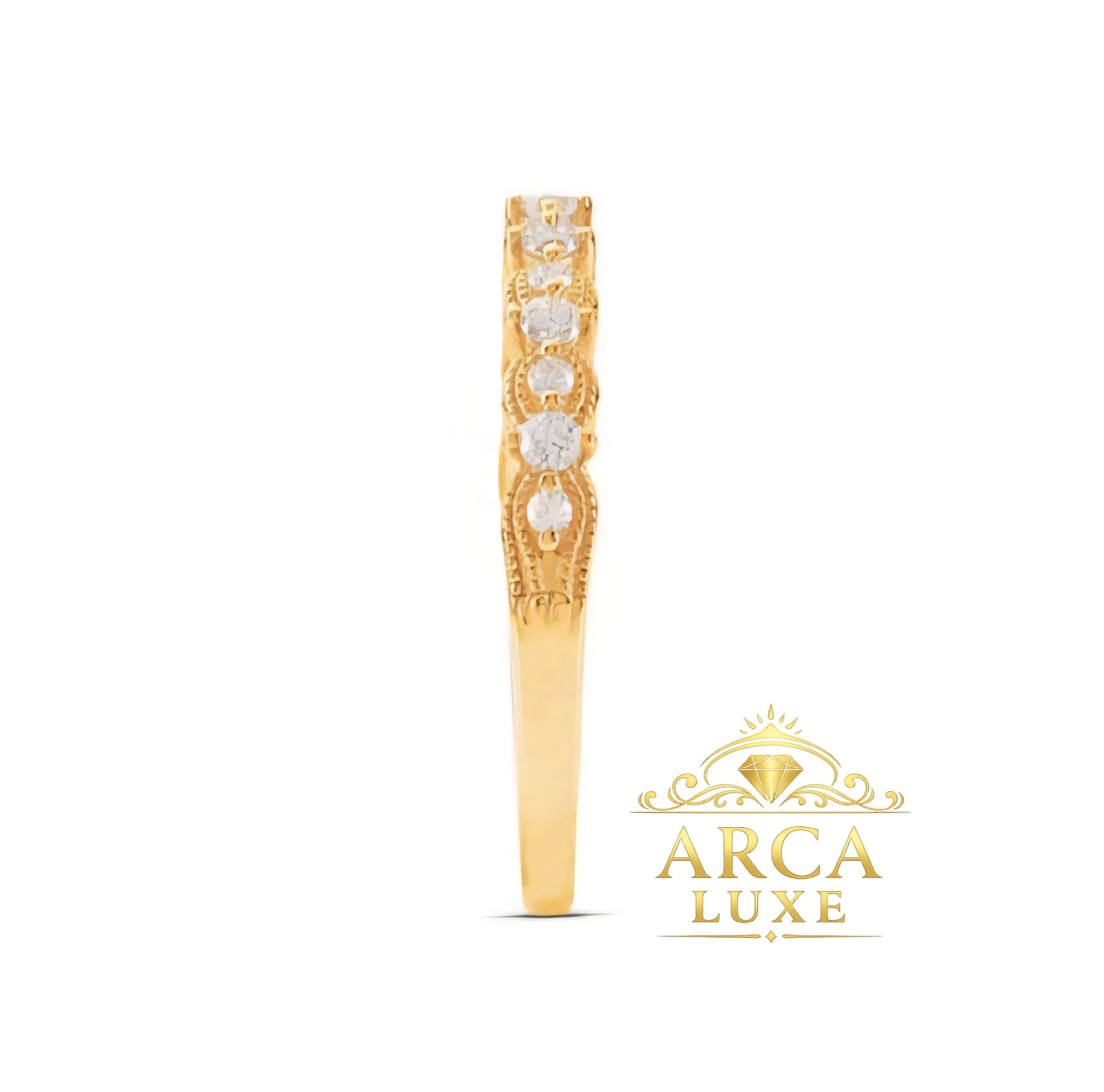 14K Yellow Gold Lab-Grown Diamond Wedding Band – 0.255 CTW Milgrain Ring Size 7