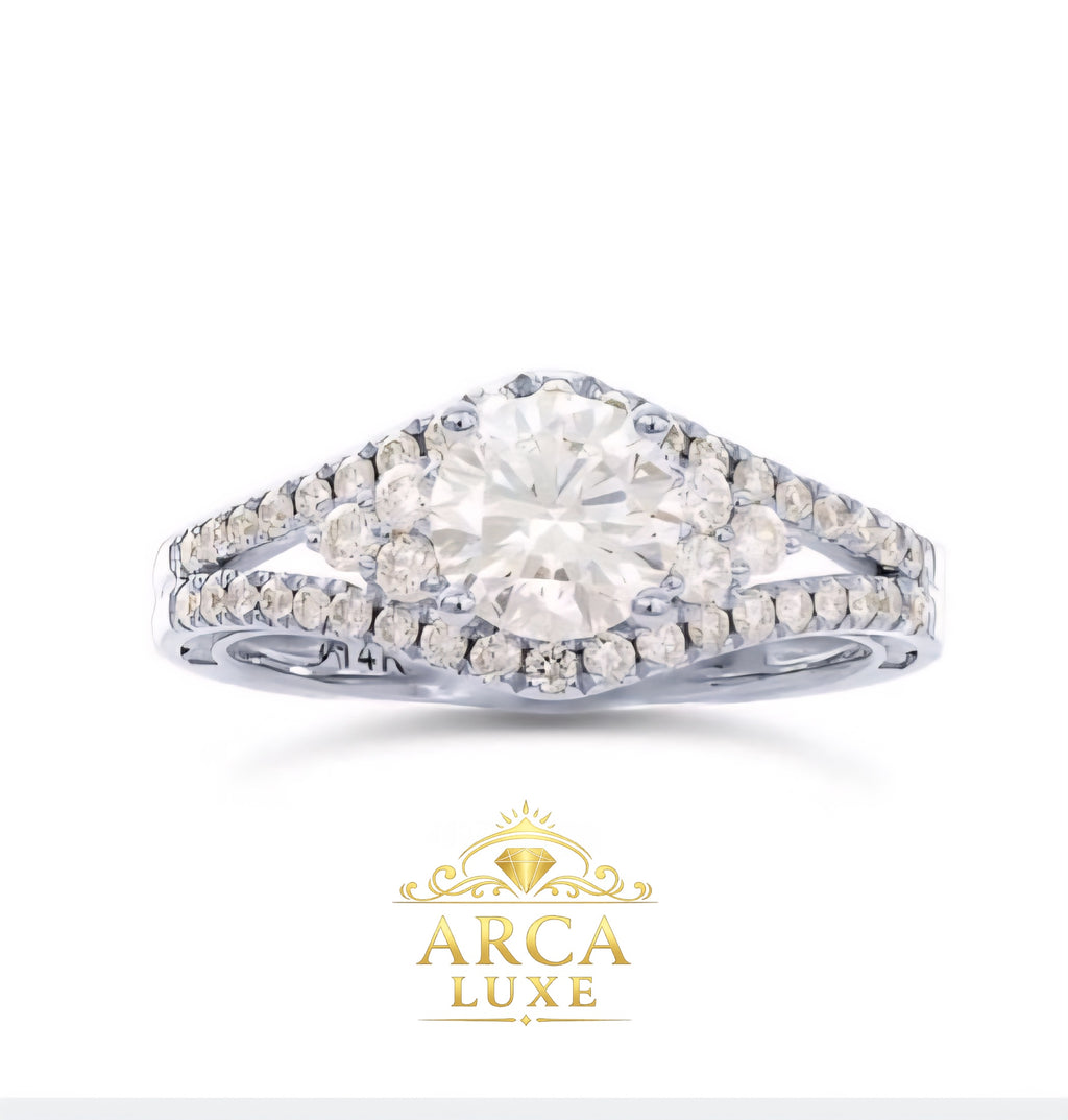 14K White Gold Split Shank Lab-Grown Diamond Engagement Ring – 1.192 CTW Size 7