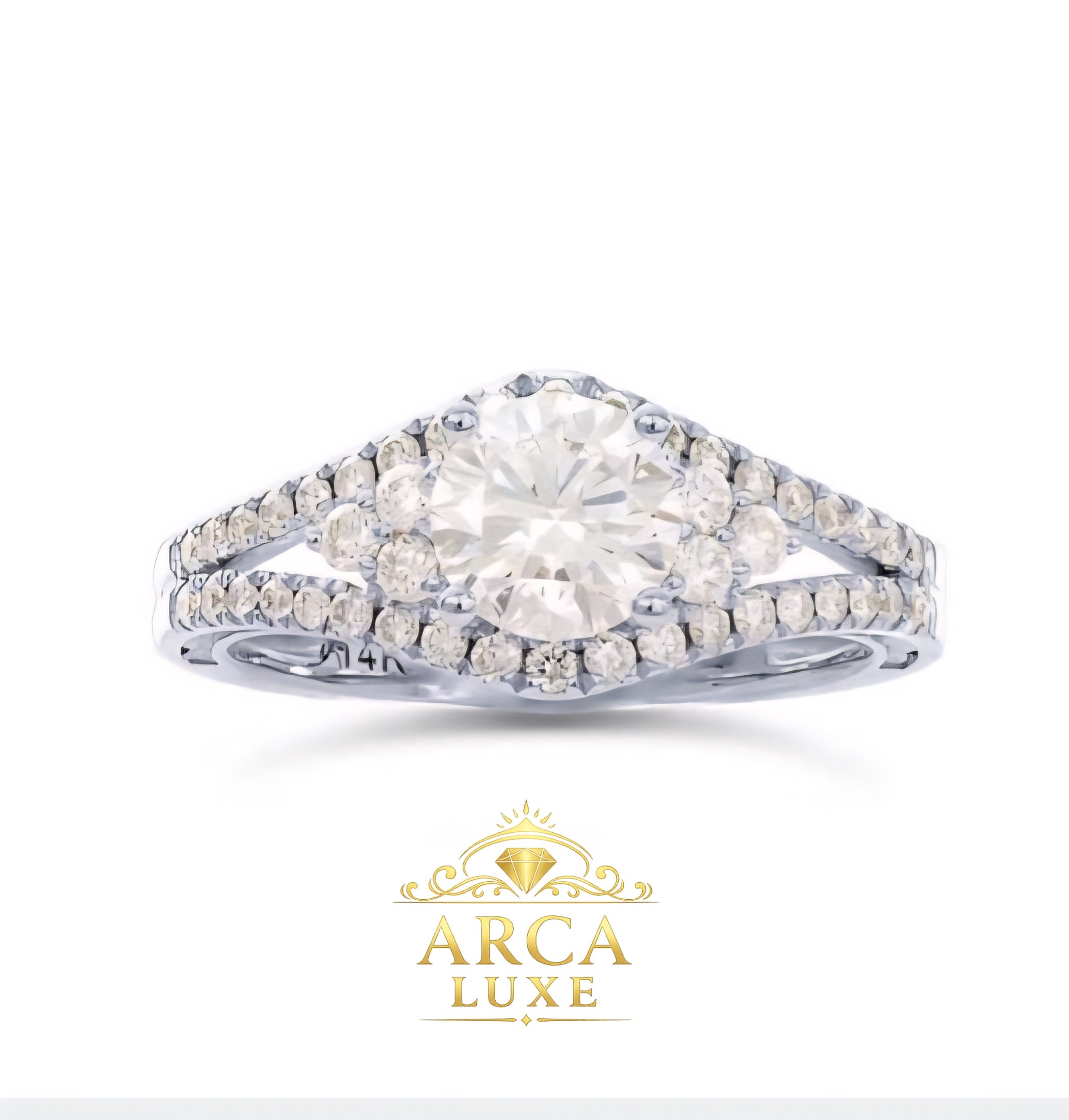 14K White Gold Split Shank Lab-Grown Diamond Engagement Ring – 1.192 CTW Size 7