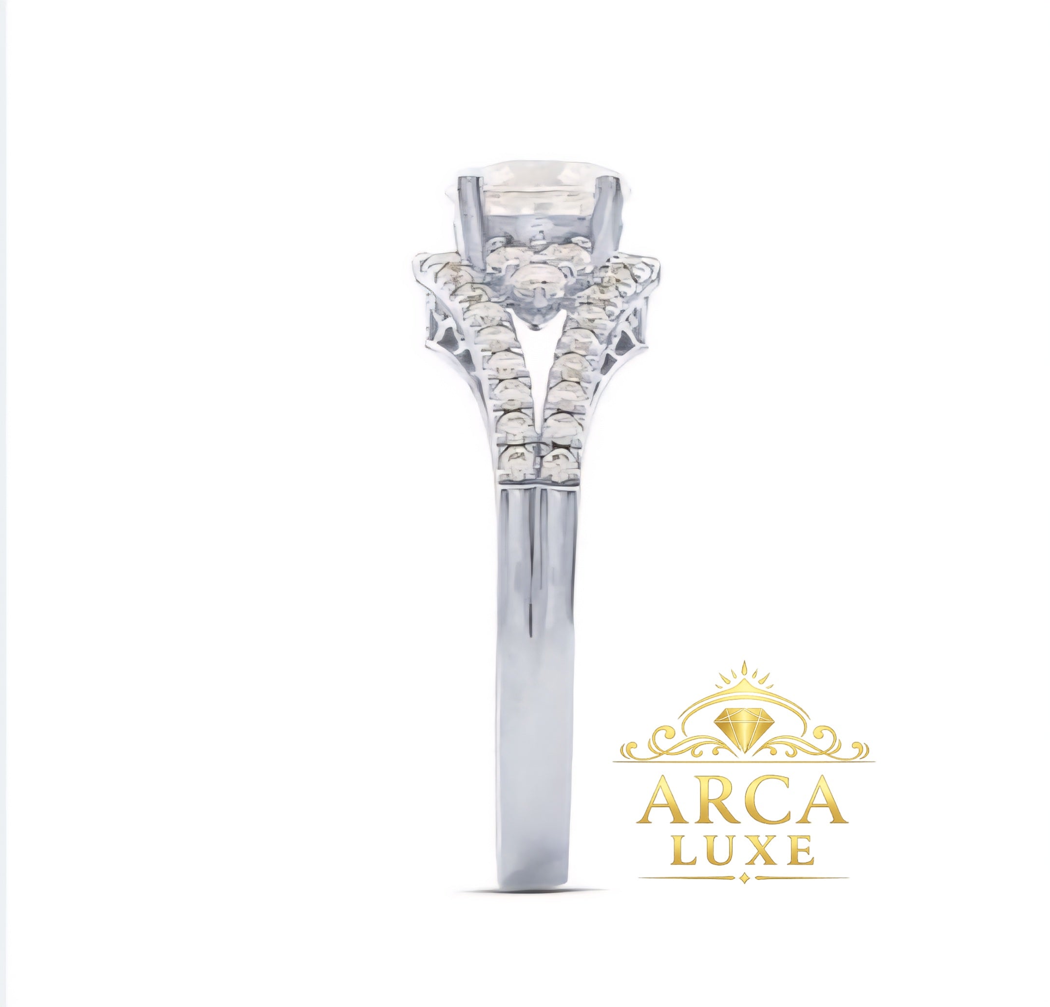 14K White Gold Split Shank Lab-Grown Diamond Engagement Ring – 1.192 CTW Size 7