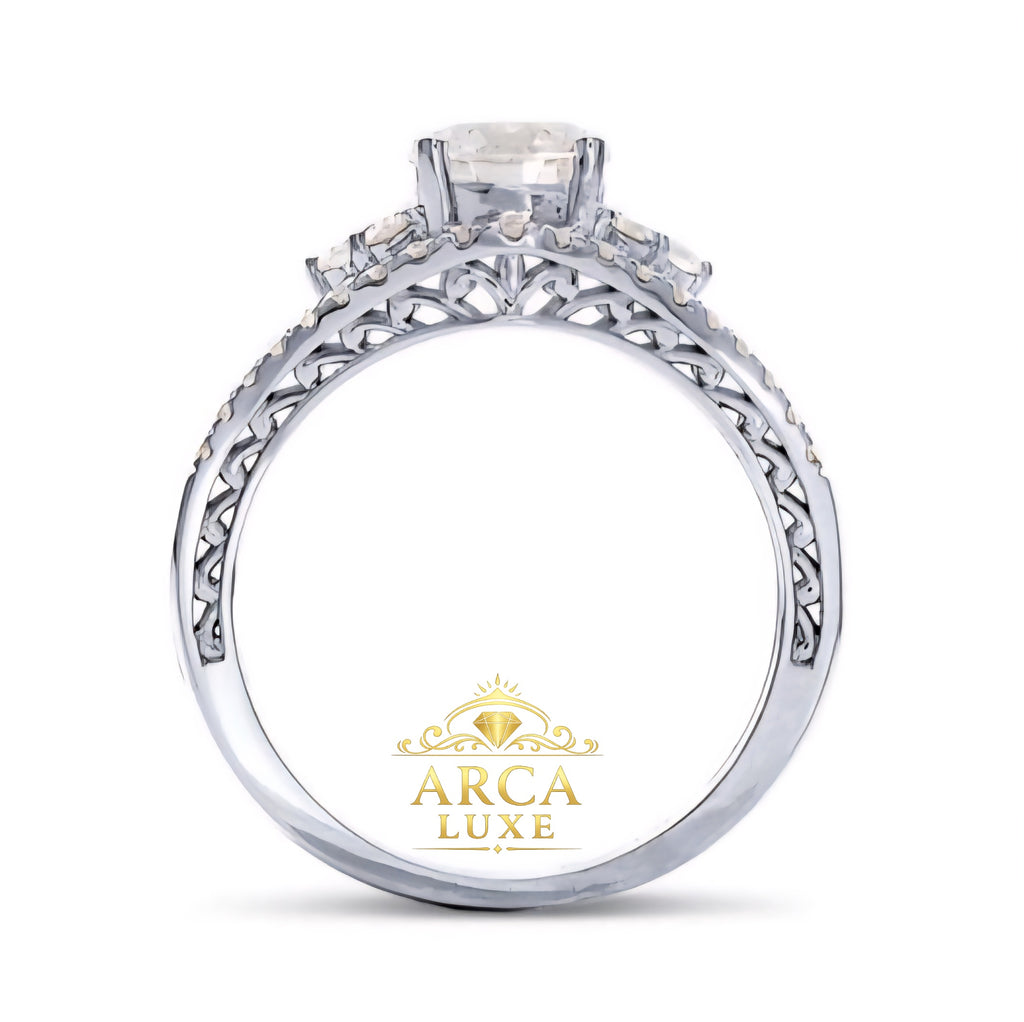 14K White Gold Split Shank Lab-Grown Diamond Engagement Ring – 1.192 CTW Size 7