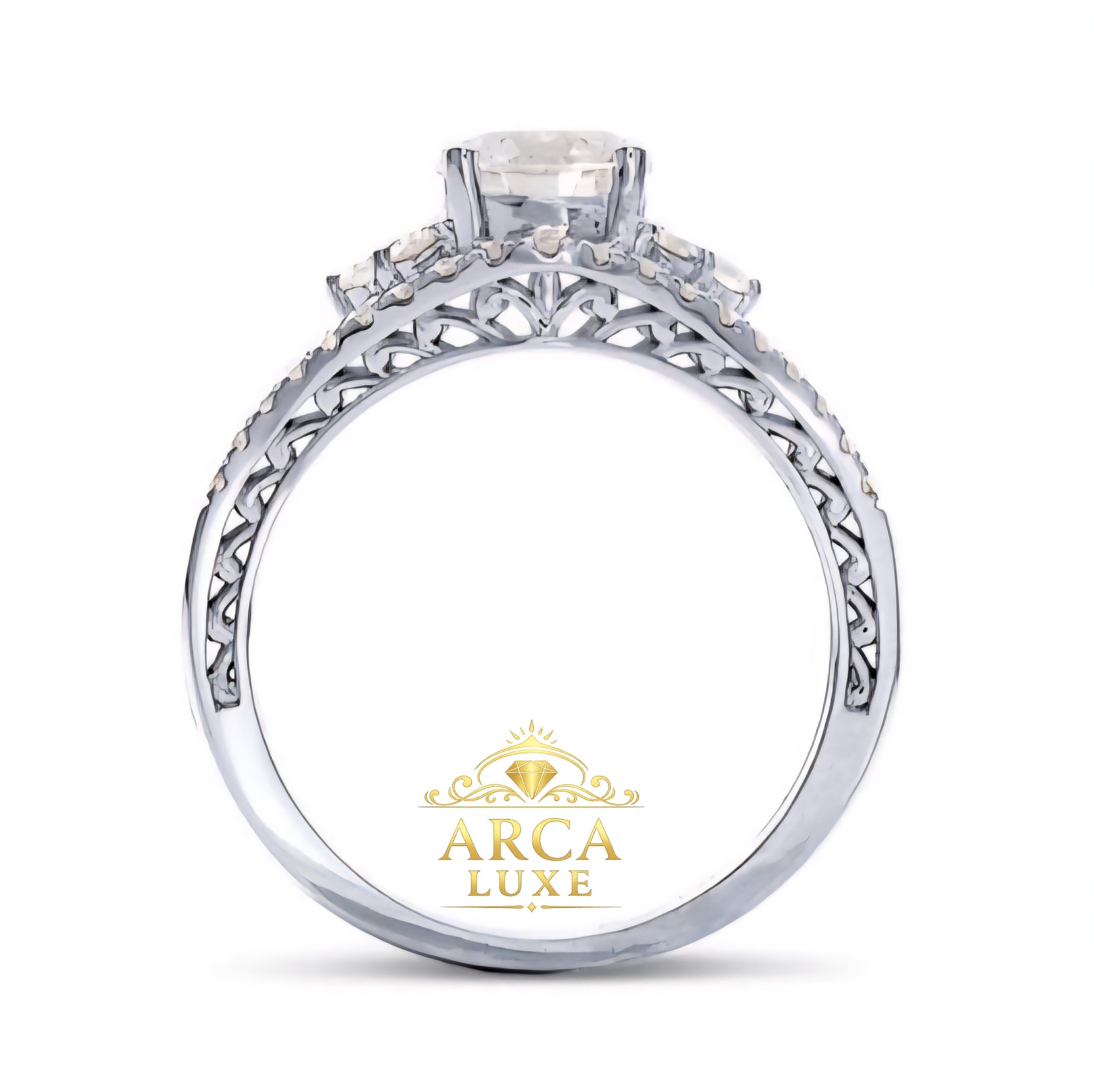 14K White Gold Split Shank Lab-Grown Diamond Engagement Ring – 1.192 CTW Size 7