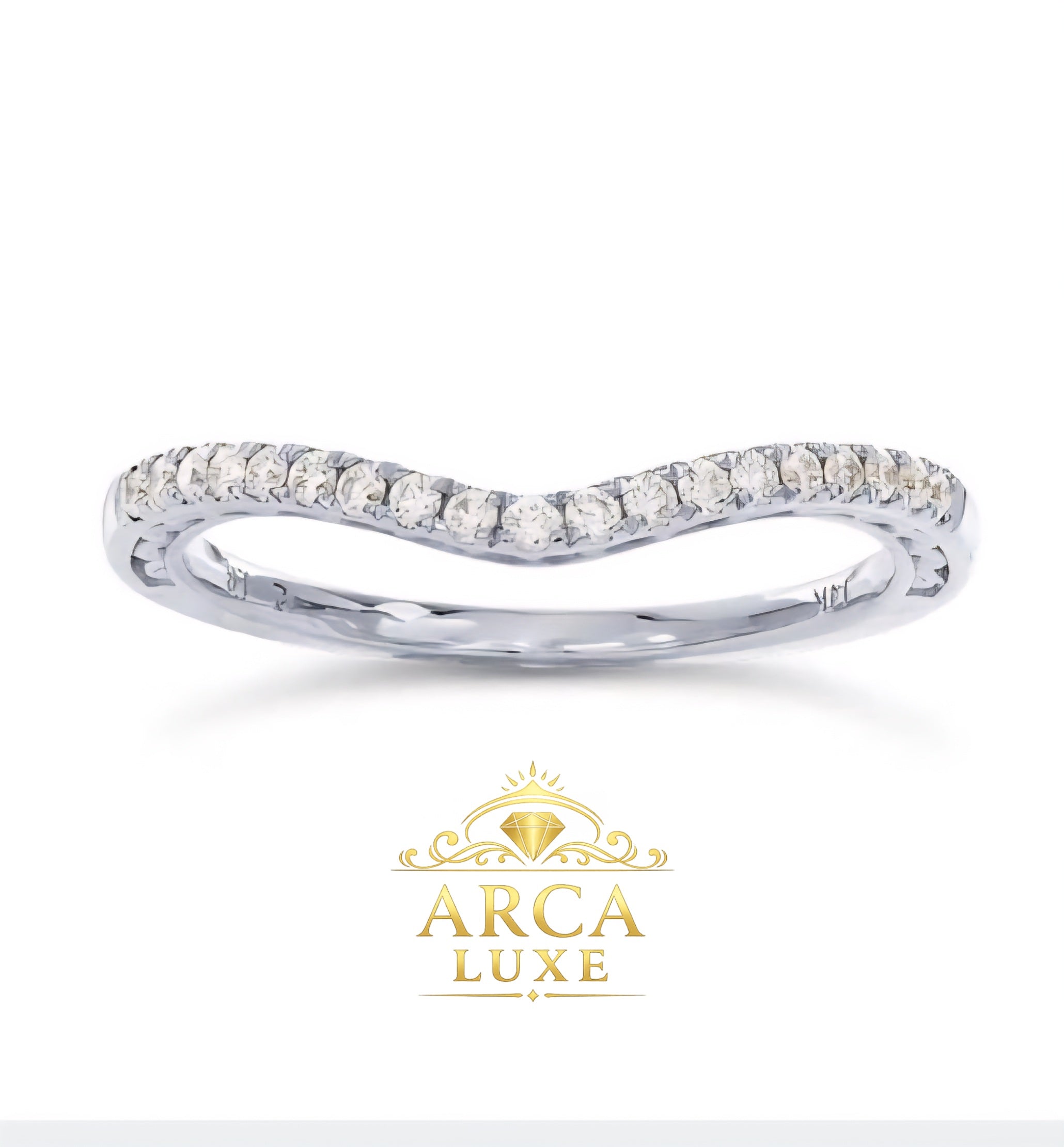 14K White Gold V-Shape Lab-Grown Diamond Wedding Band – 0.17 CTW Size 7