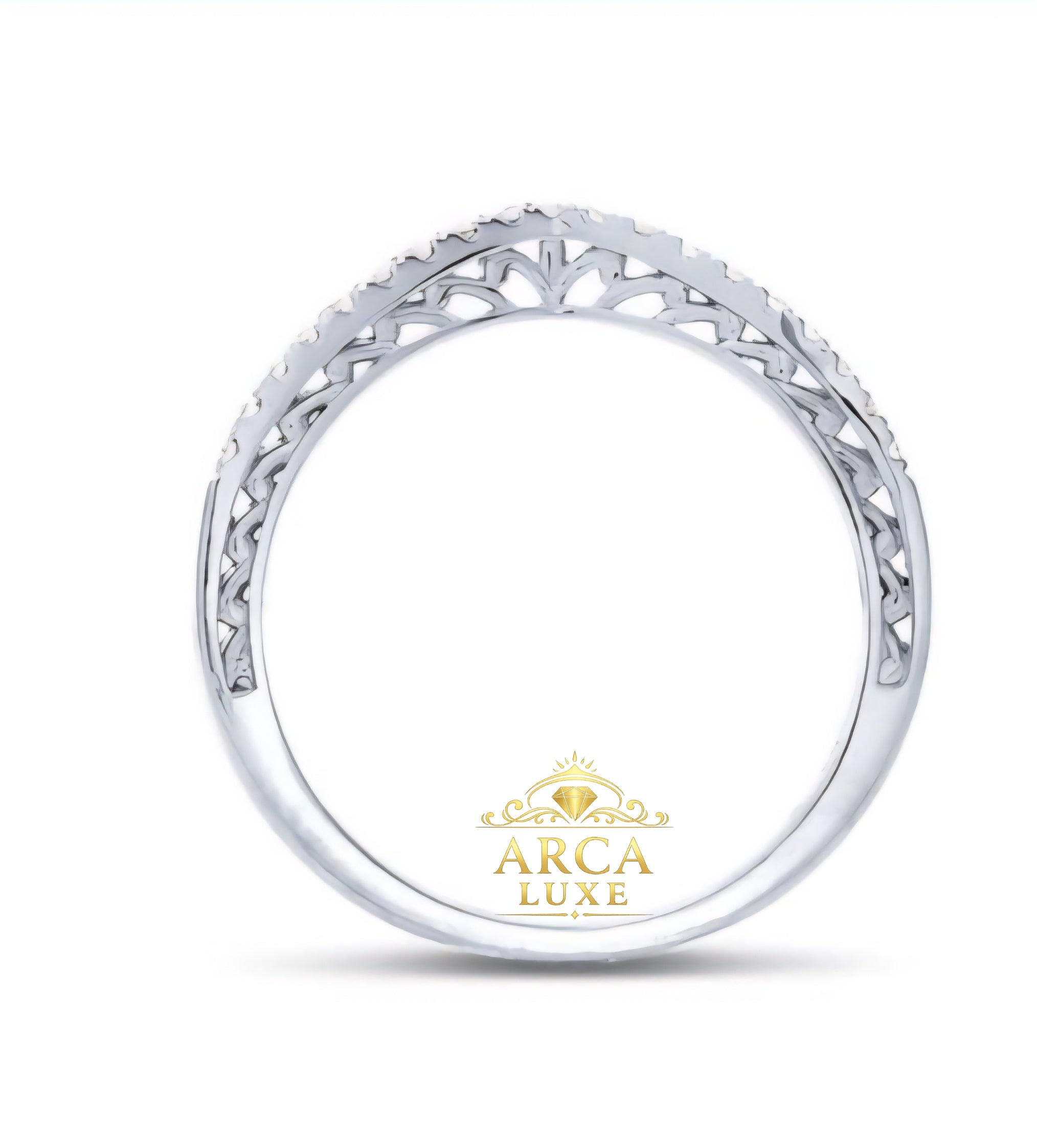 14K White Gold V-Shape Lab-Grown Diamond Wedding Band – 0.17 CTW Size 7
