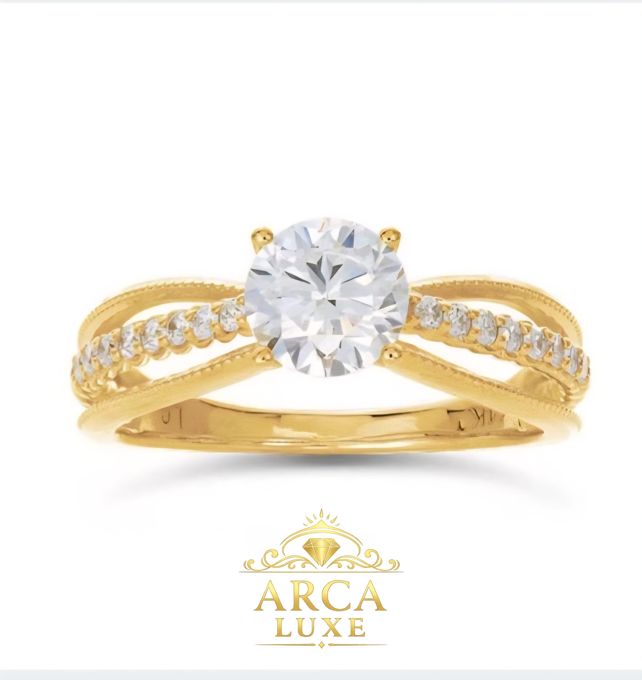 14K Yellow Gold Open Design Lab-Grown Diamond Engagement Ring – 1.192 CTW Size7