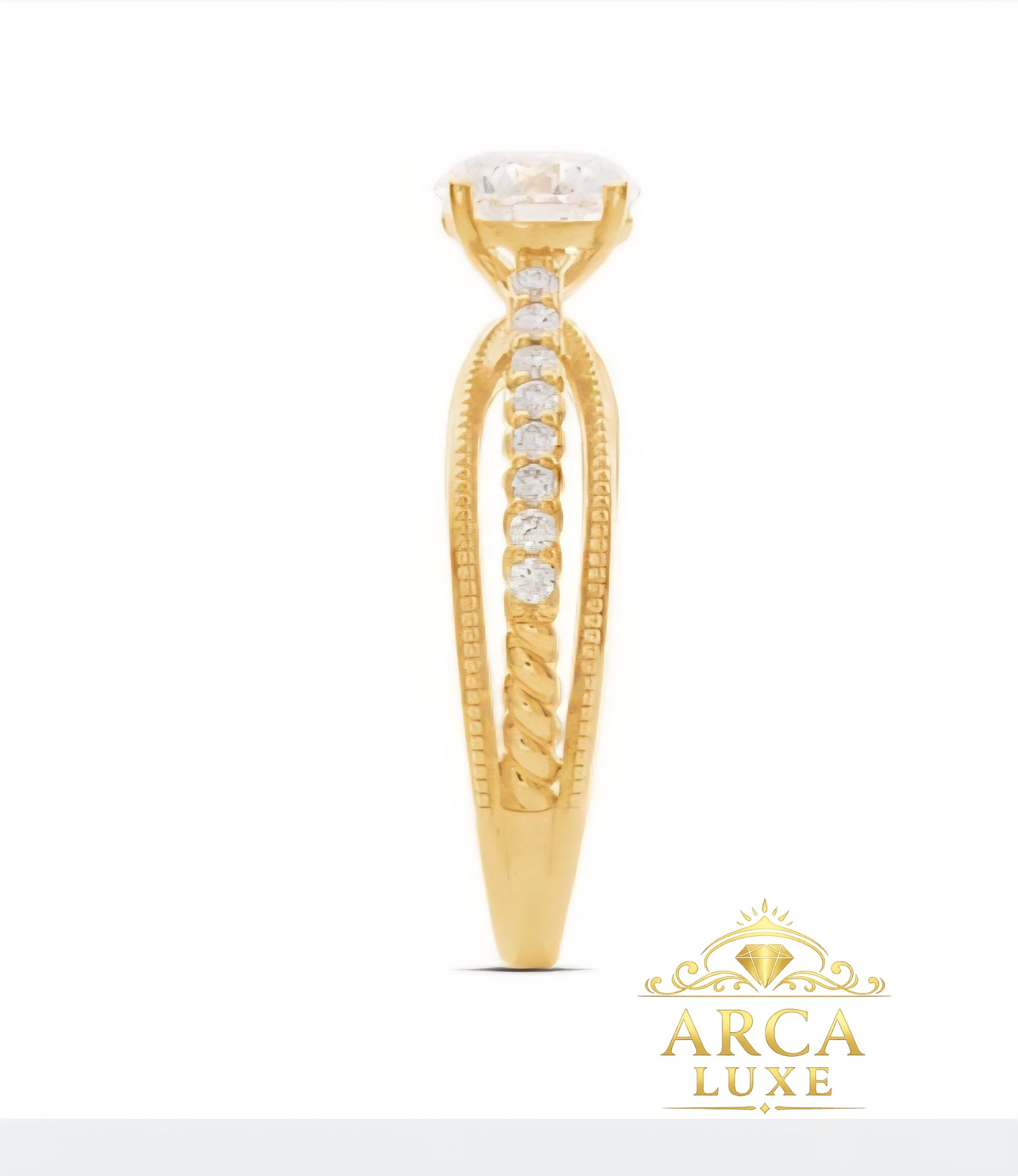 14K Yellow Gold Open Design Lab-Grown Diamond Engagement Ring – 1.192 CTW Size7
