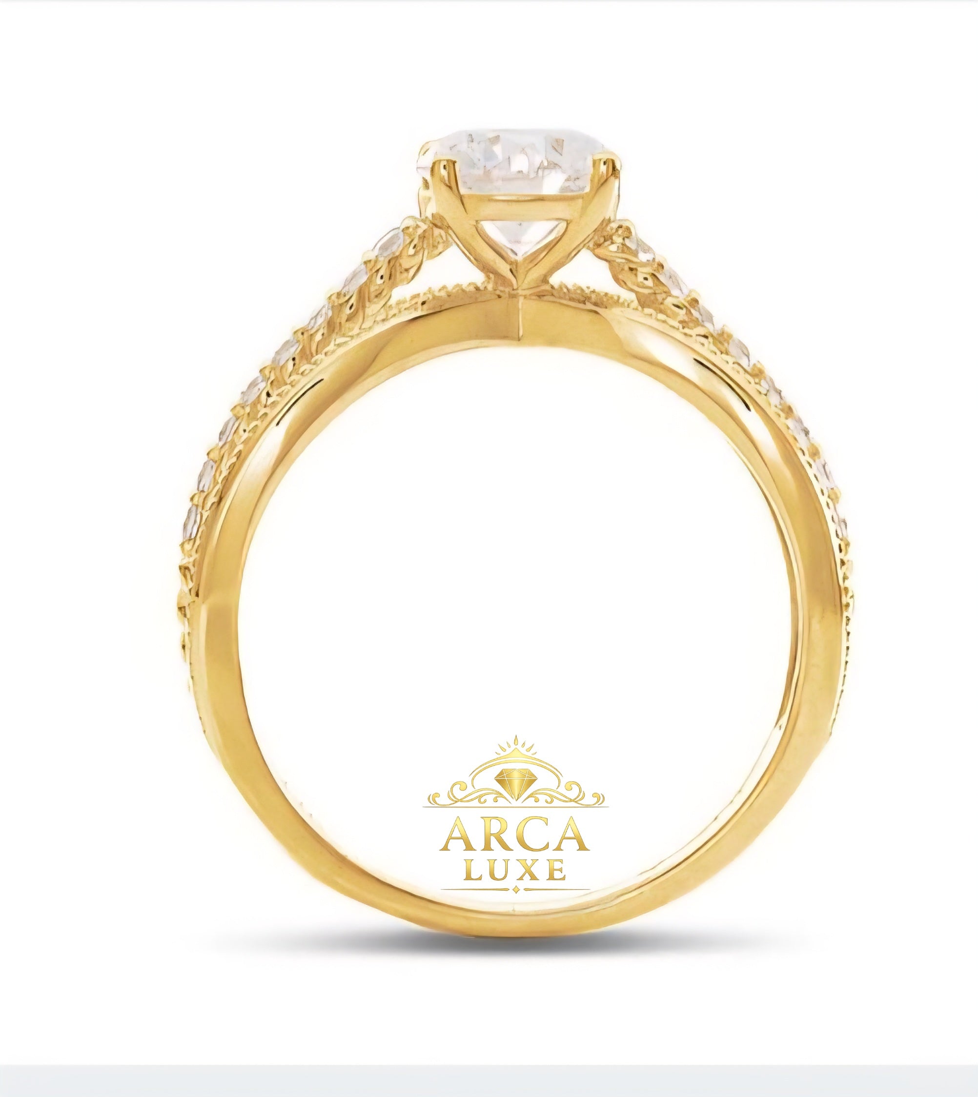 14K Yellow Gold Open Design Lab-Grown Diamond Engagement Ring – 1.192 CTW Size7
