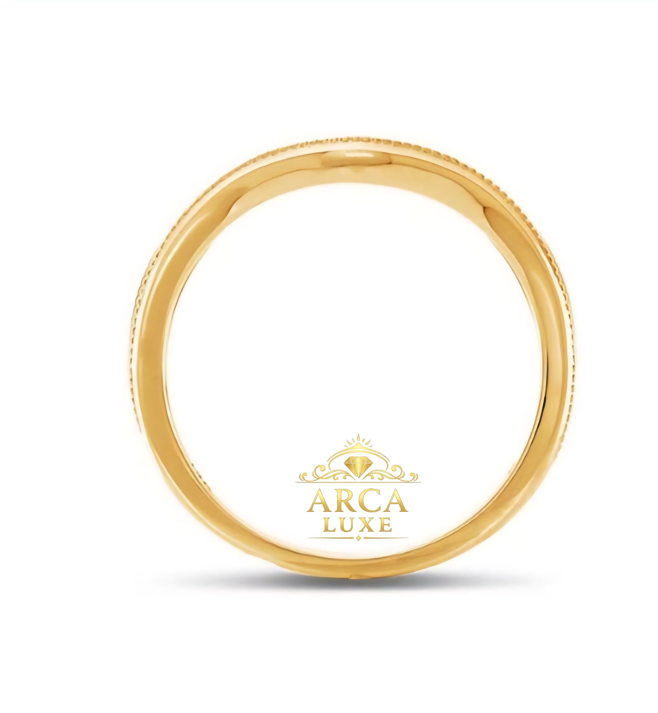 14K Yellow Gold V-Shape Milgrain Wedding Band Size 7