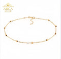 Arca Luxe 14K Solid Gold Beaded Anklet – Diamond Cut Square Beads 10"