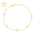 Arca Luxe 14K Gold Sapphire Bracelet – Round & Baguette White Sapphires
