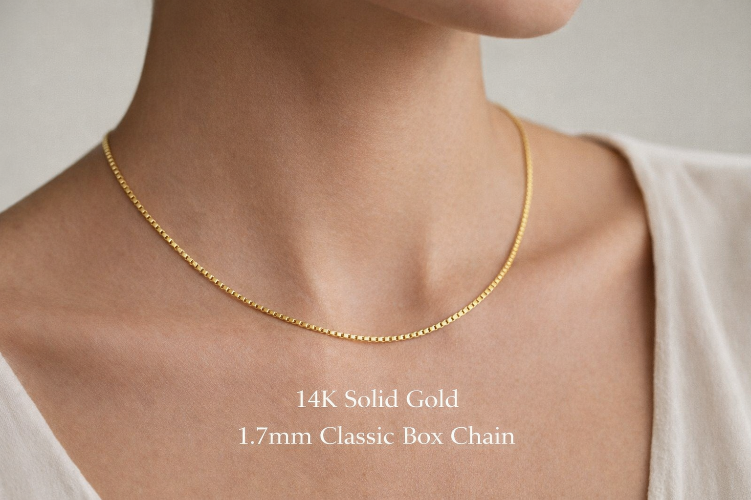 ARCA LUXE Classic Box Chain – 14K Solid Gold (1.7mm)