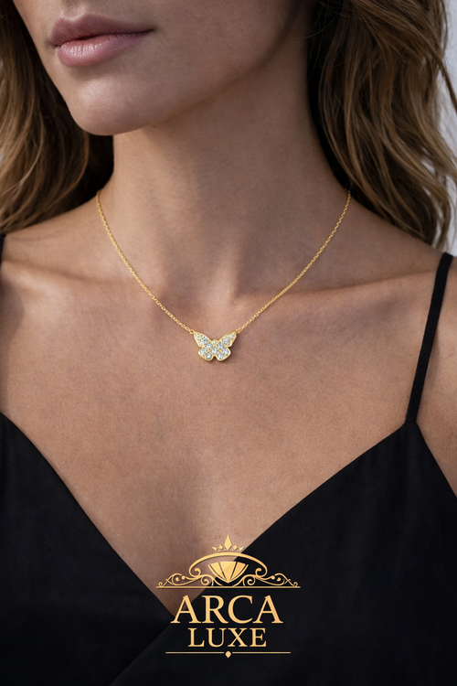 14K Gold Butterfly Necklace – 18" Diamond Cut | ARCA LUXE