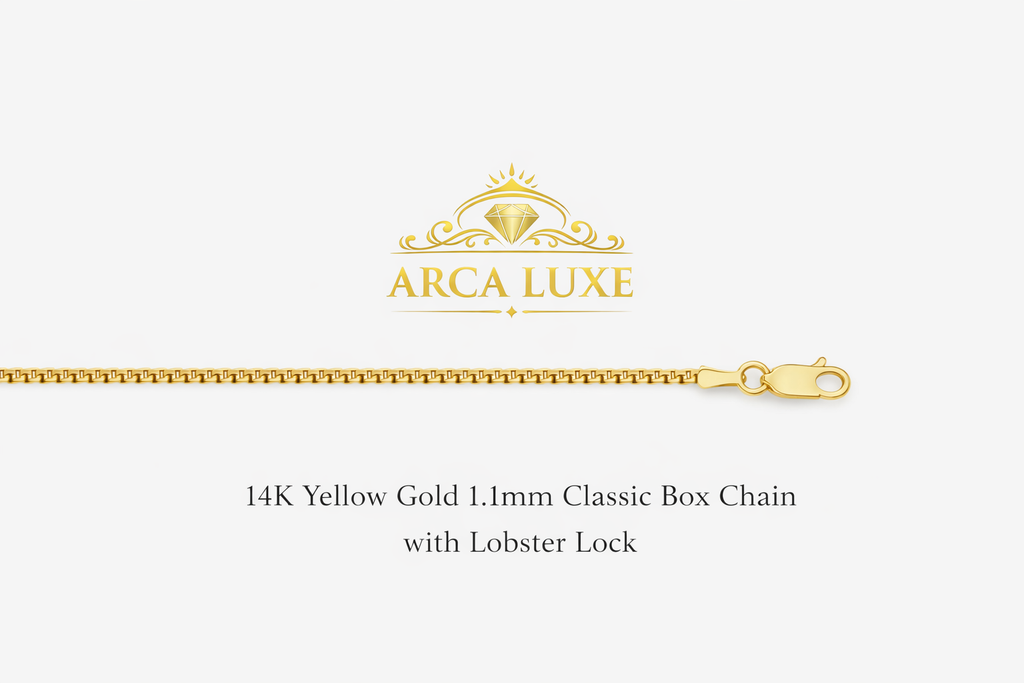 ARCA LUXE Classic Box Chain – 14K Solid Gold (1.1mm)