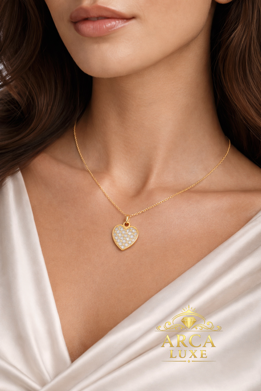 14K Diamond Cut Heart Necklace – 18" Solid Gold | ARCA LUXE