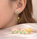 14K Gold Enamel Rainbow Stud Earrings – Kids Gold Earrings