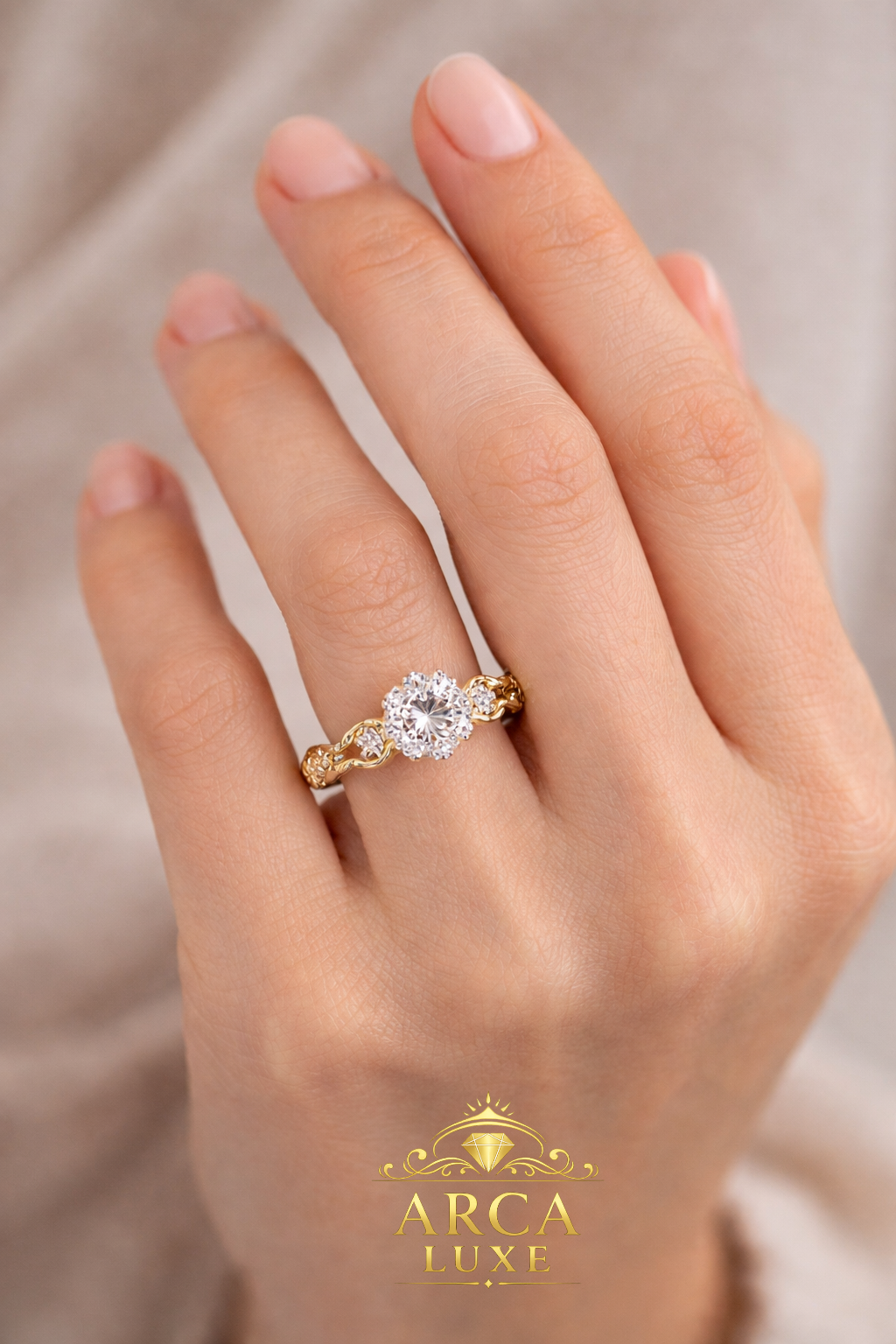 14K Yellow Gold Lab-Grown Diamond Twist Engagement Ring – 1.28 CTW VS1 DEF Size 7