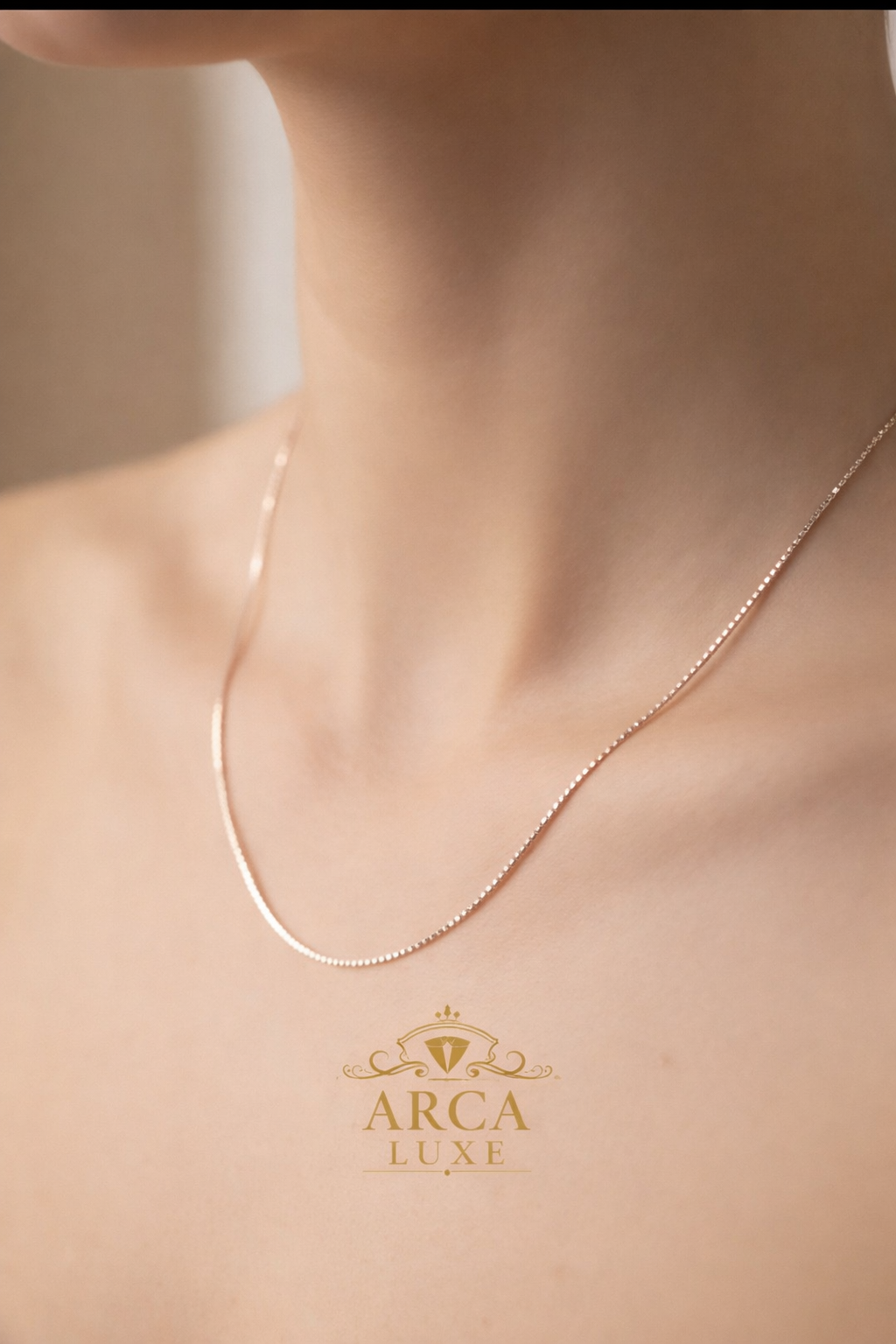ARCA LUXE Classic Box Chain – 14K Solid Gold (0.60mm)