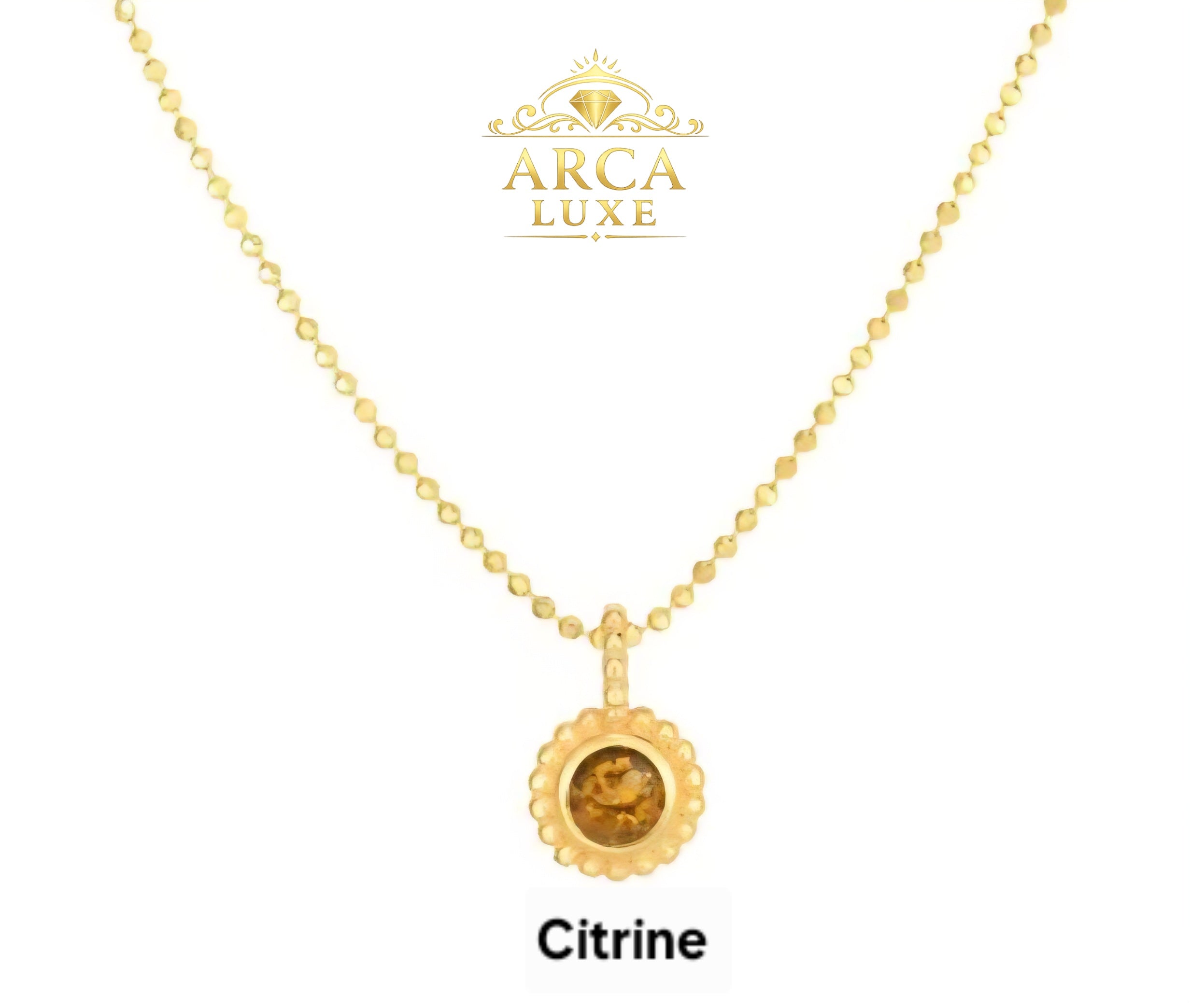 ARCA LUXE 14K Gold Natural Gemstone 18" Pendant Necklace