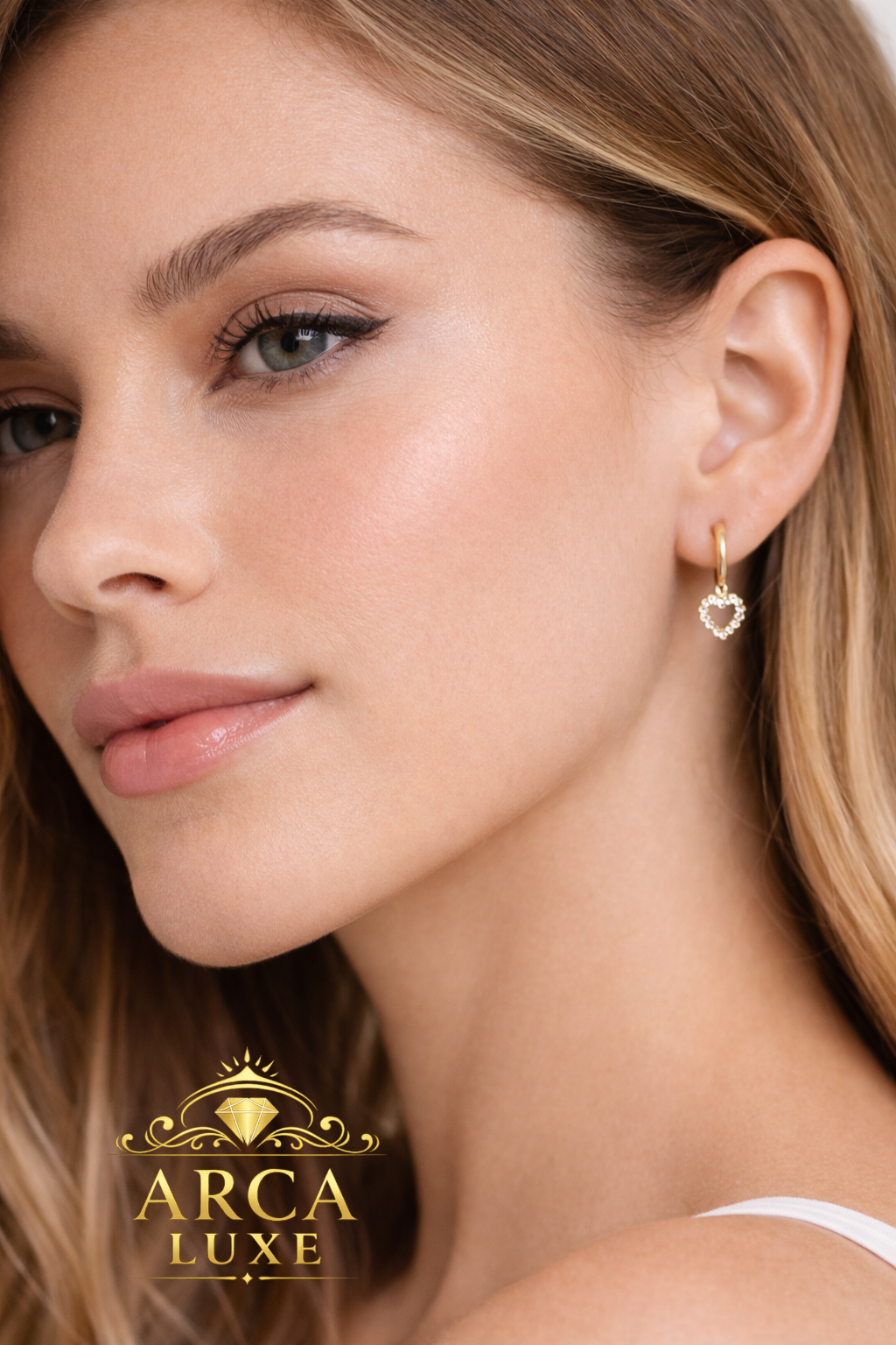 14K Solid Gold Petite Diamond Heart Earrings – Luxury Huggie Hoops