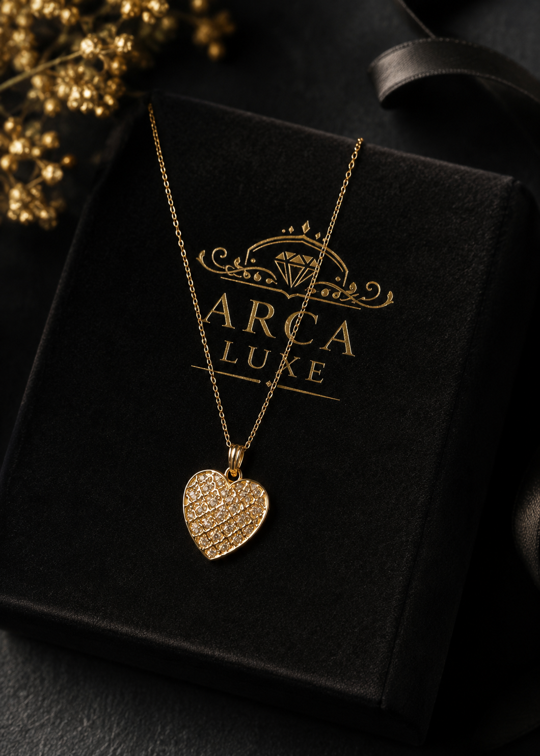 14K Diamond Cut Heart Necklace – 18" Solid Gold | ARCA LUXE