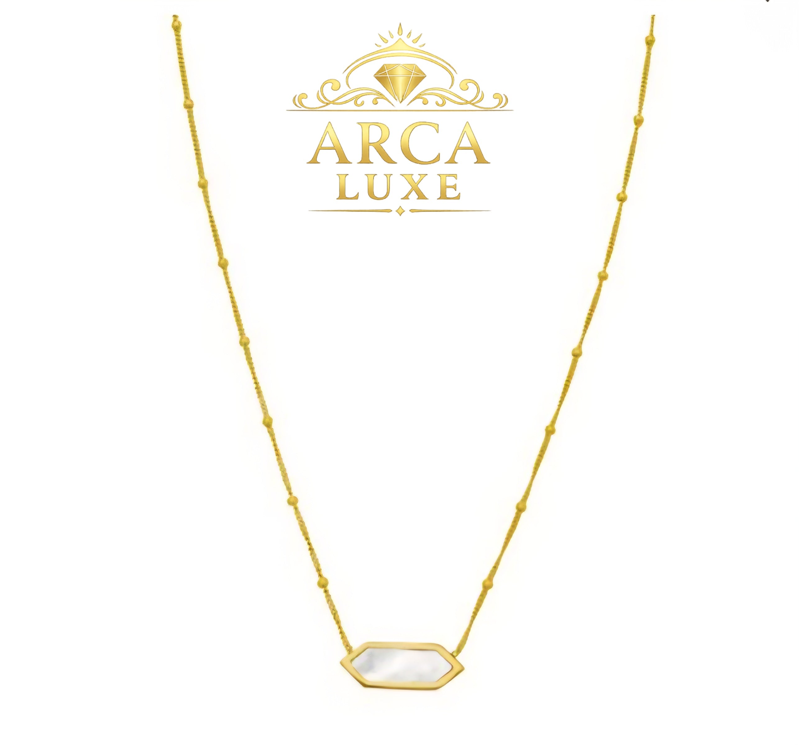 Hexagon Gold Necklace 16"
