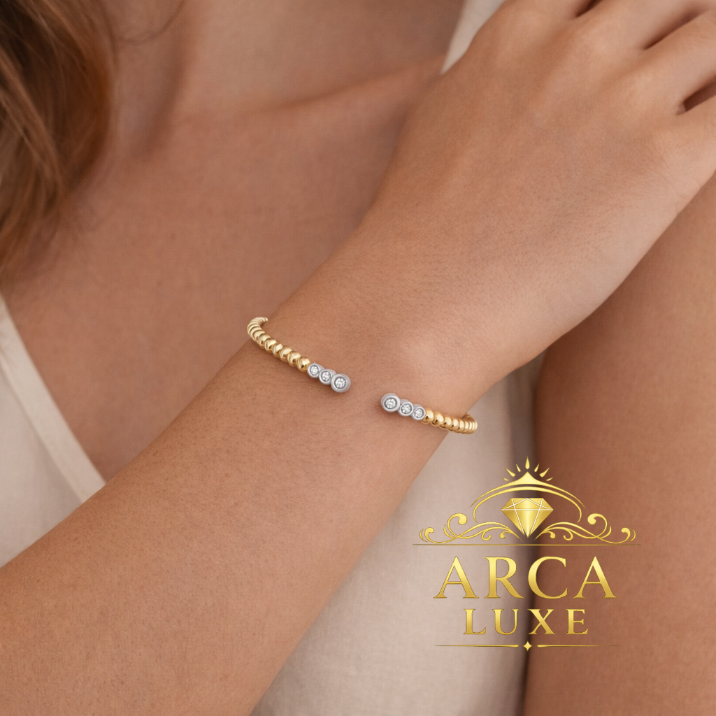 14K Solid Gold Diamond Pallina Bead Bracelet